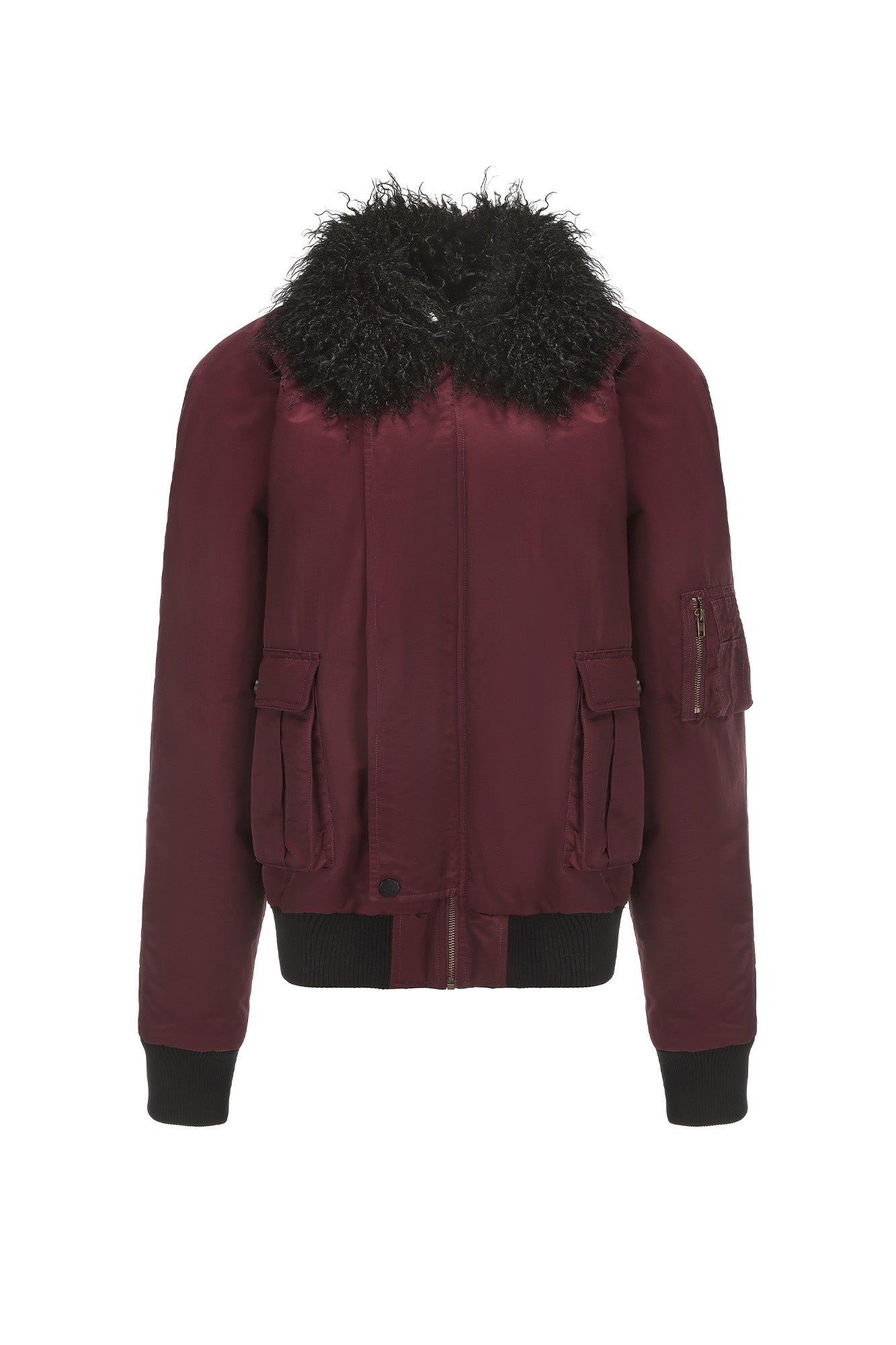VANN VALRENCE Faux-Fur Collar Puffer Bomber Jacket