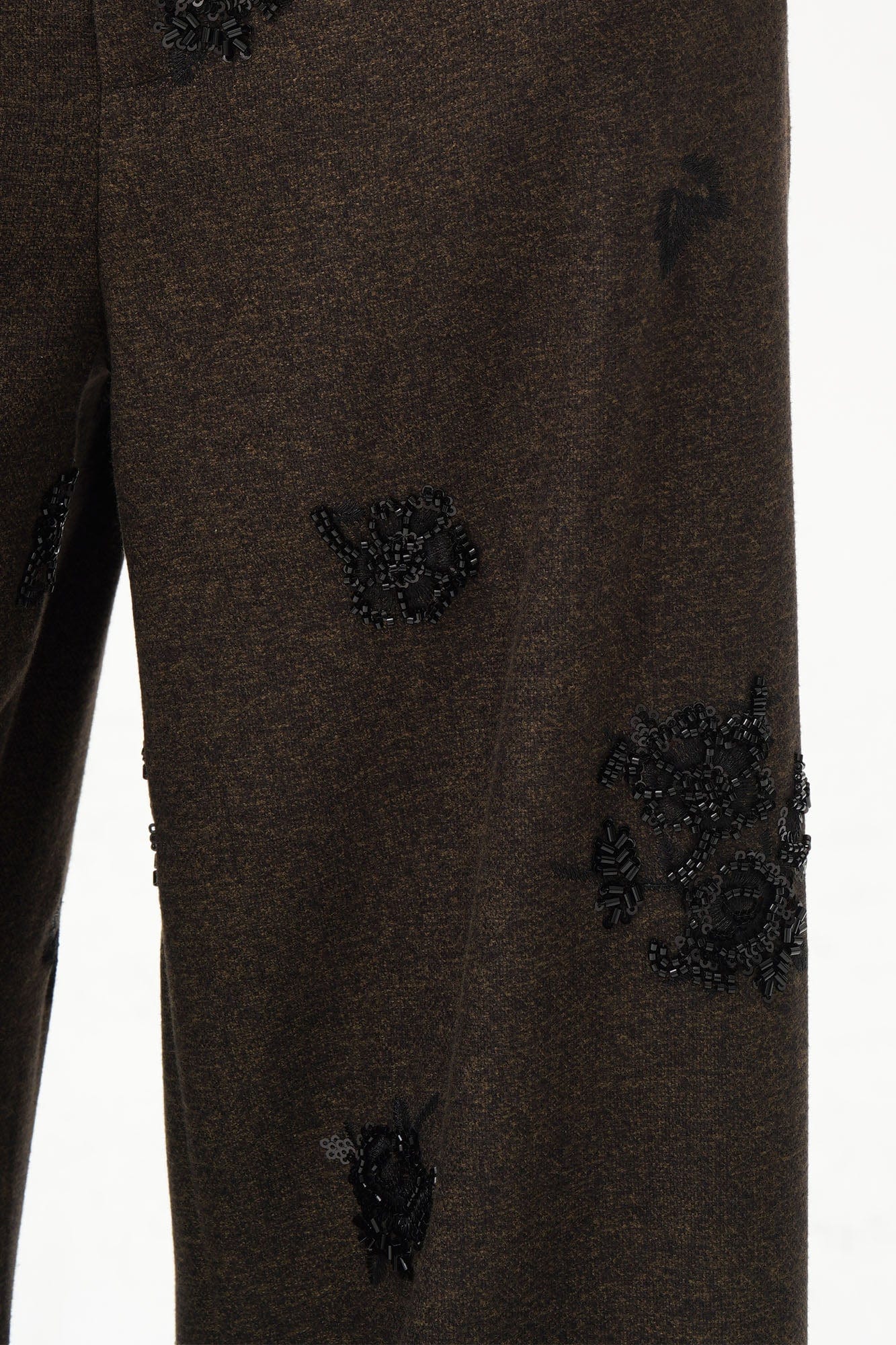 ORAL UTOPIA Embellished Sequin Embroidery Curved Pants, premium urban and streetwear designers apparel on PROJECTISR.com, ORAL UTOPIA