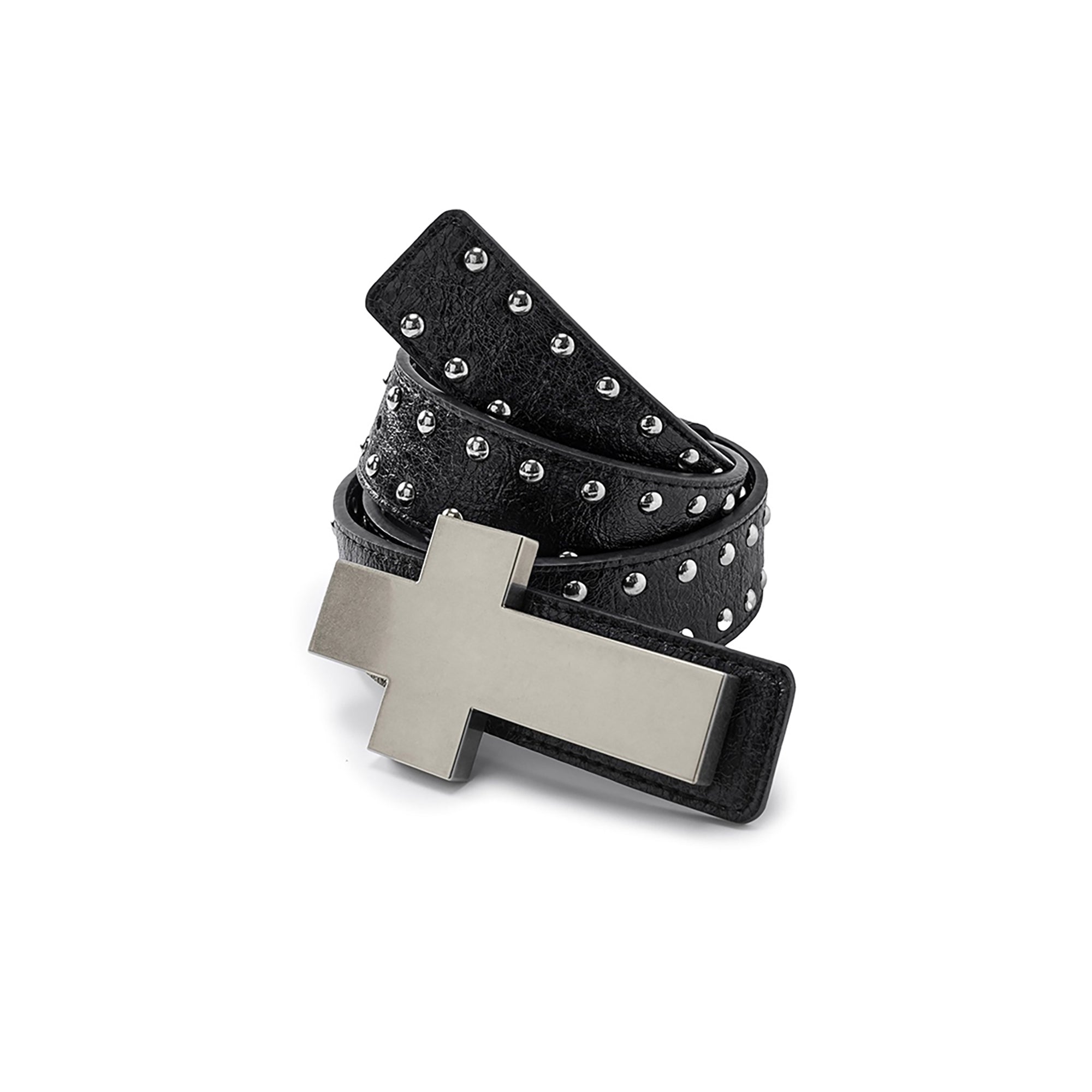 REBEL WAVE Cross Studded Leather Belt