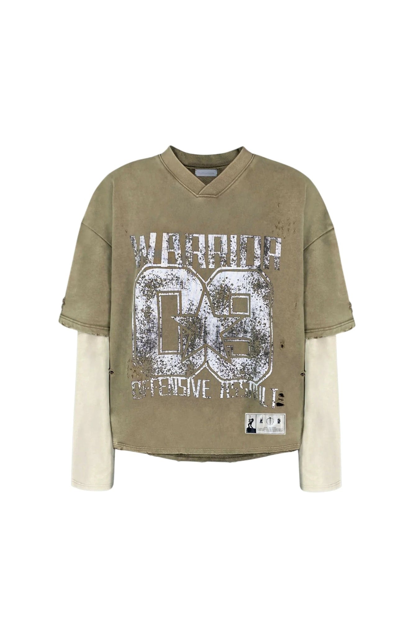 TECNINEGROUP No.09 Distressed Layered Long-Sleeve Tee, premium urban and streetwear designers apparel on PROJECTISR.com, TECNINEGROUP