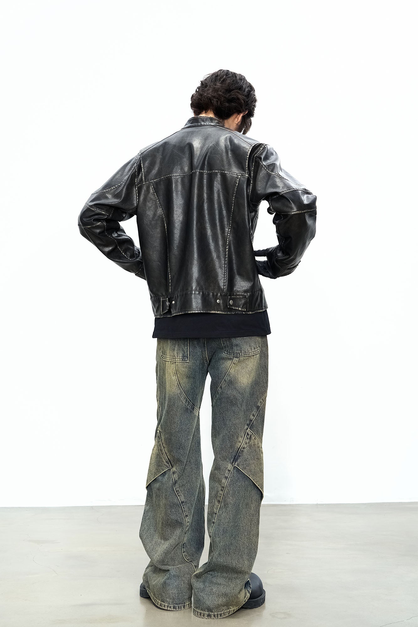 CATSSTAC Dirty Wash Paneled Wide-Leg Jeans, premium urban and streetwear designers apparel on PROJECTISR.com, CATSSTAC