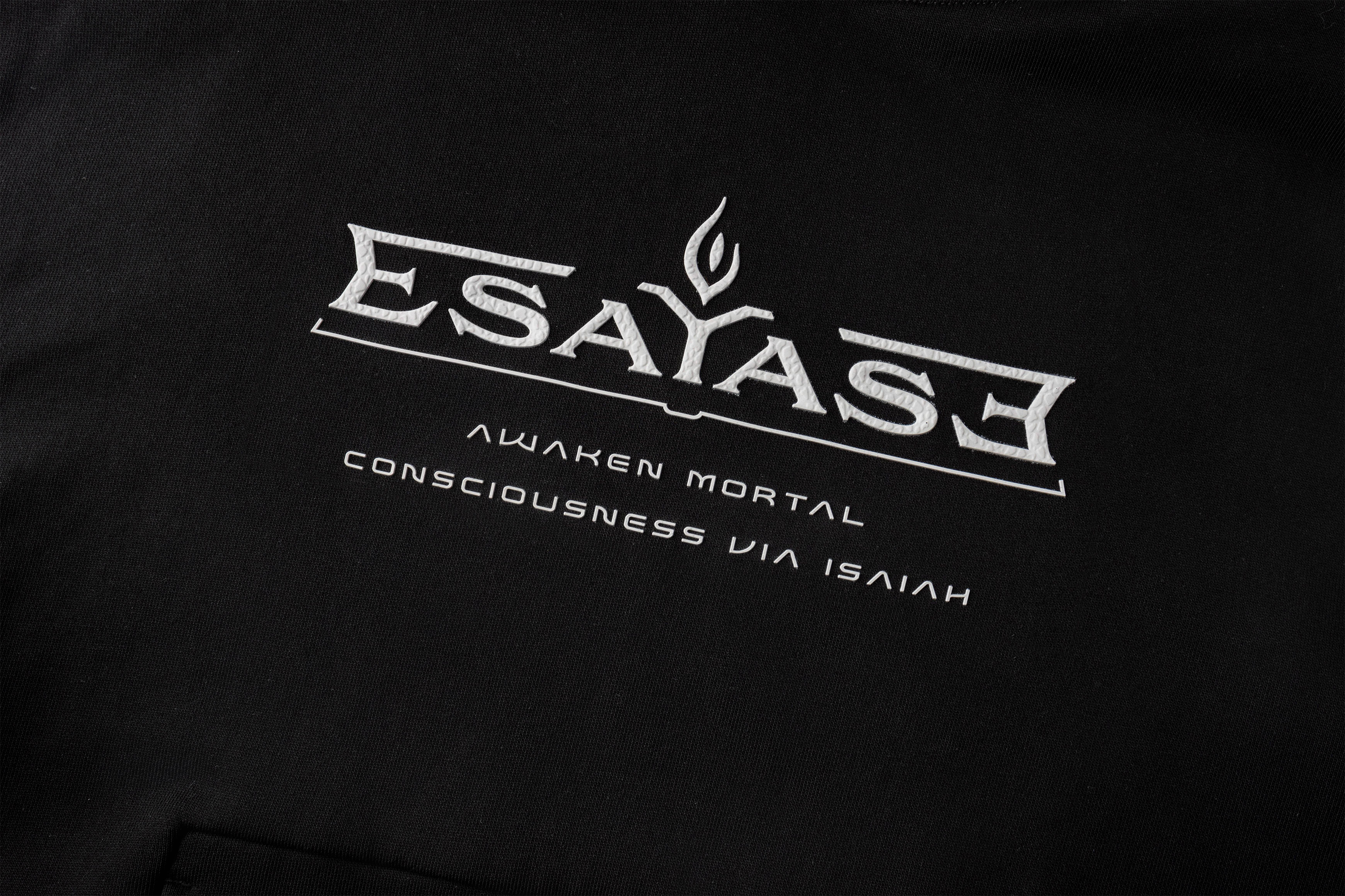 ESAIAS Silicone Letter Graphic Boxy Hoodie, premium urban and streetwear designers apparel on PROJECTISR.com, ESAIAS
