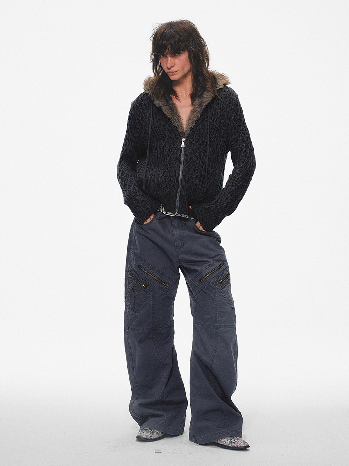 TRECLUB Retro Washed Spliced Multi-Pocket Cargo Pants, premium urban and streetwear designers apparel on PROJECTISR.com, TRECLUB