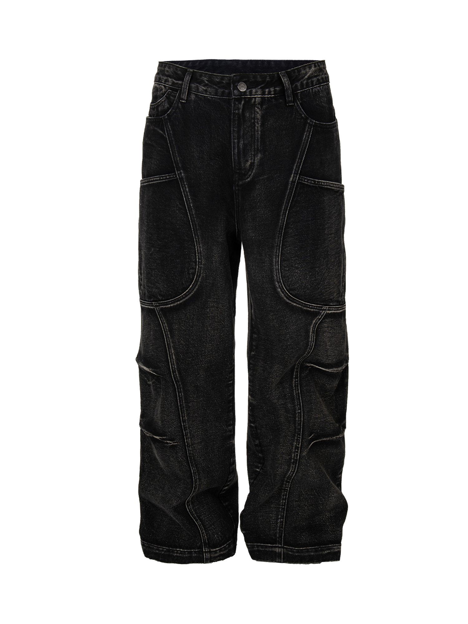 F2CE Washed Deconstructed Oversized Denim Cargo Pants