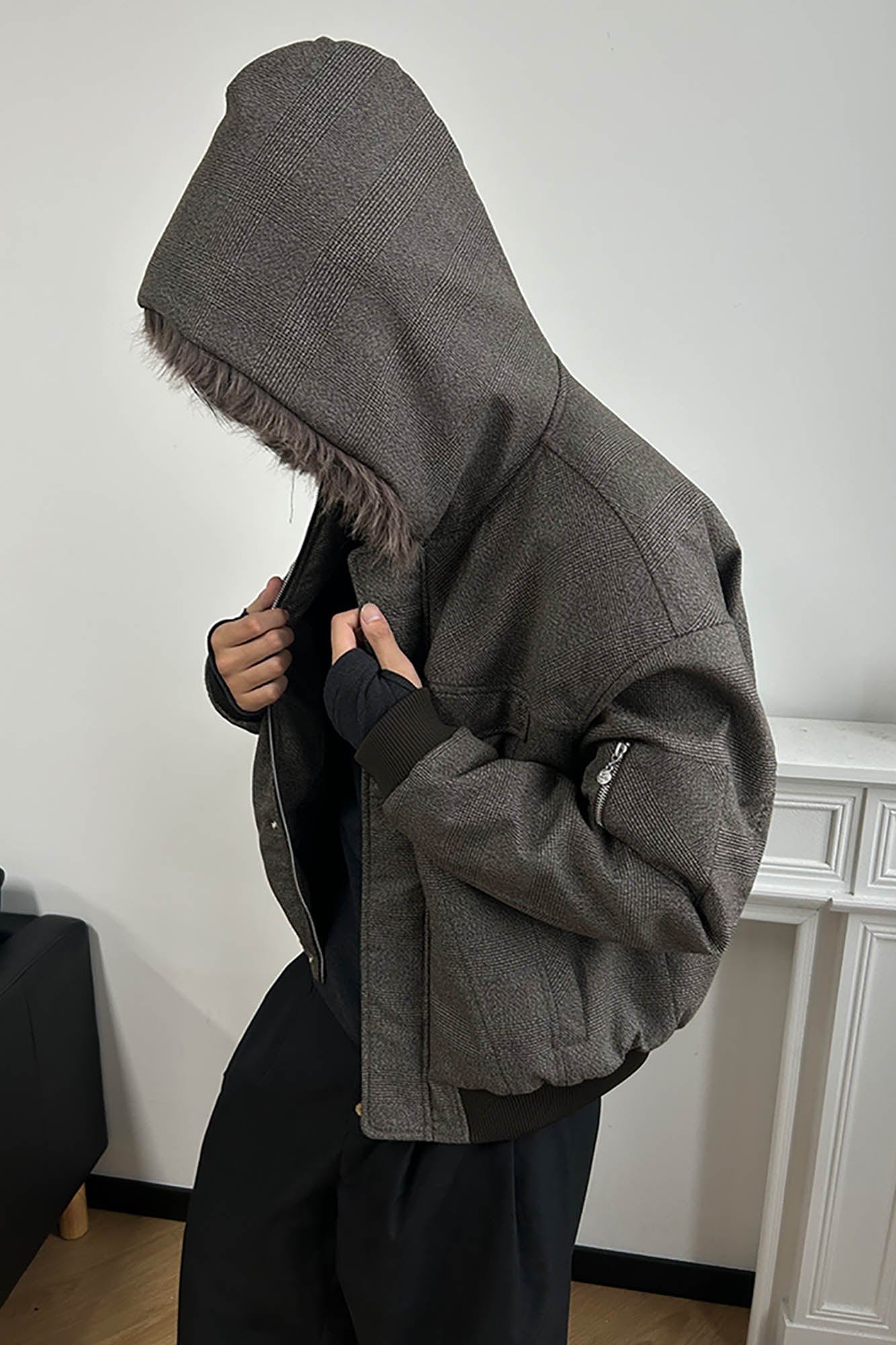 KREATE Padded Faux Fur Collar Utility Jacket, premium urban and streetwear designers apparel on PROJECTISR.com, KREATE