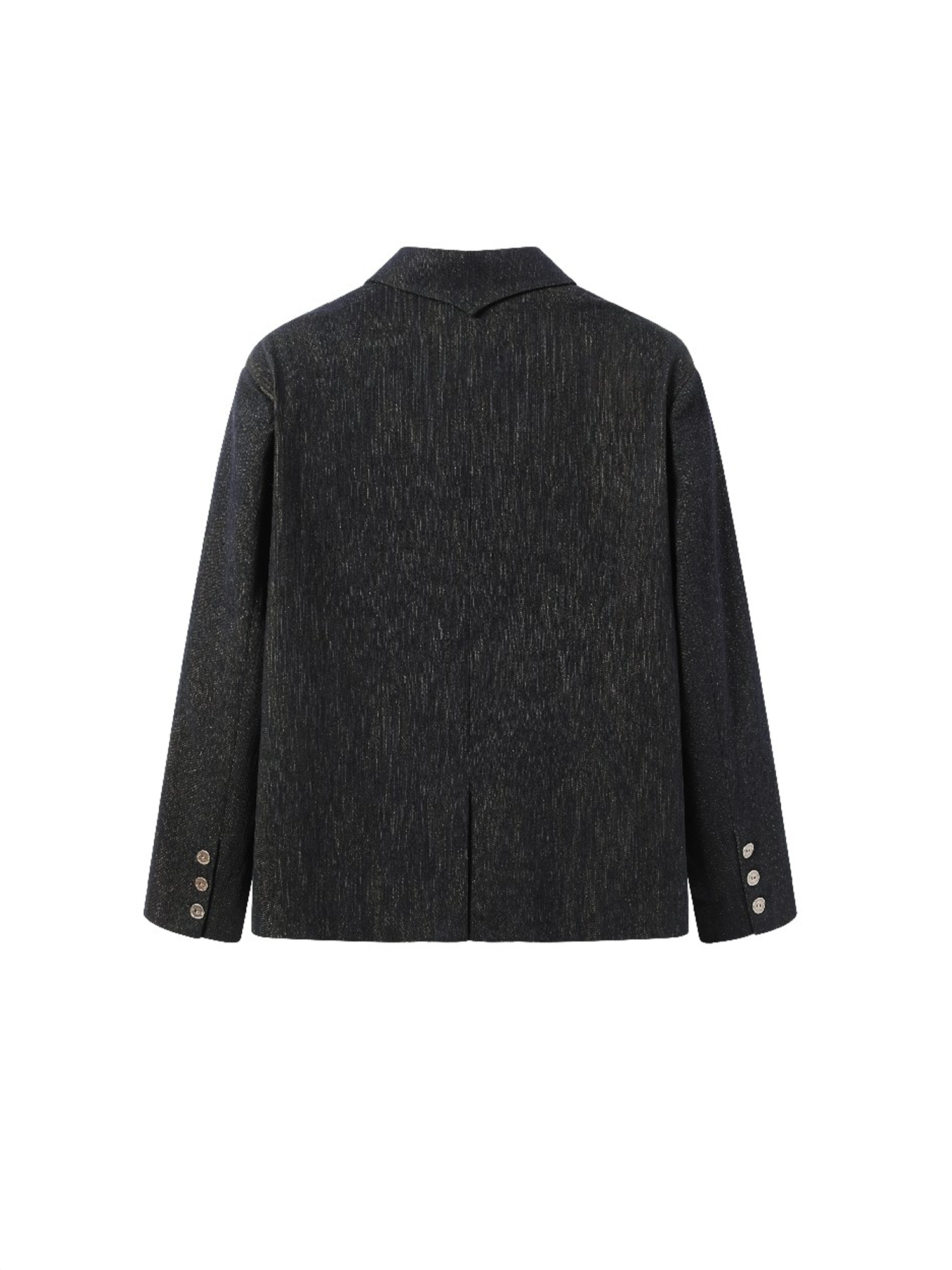 ALVNG AR ANTS Distressed Speckled Cut-Out Collar Blazer