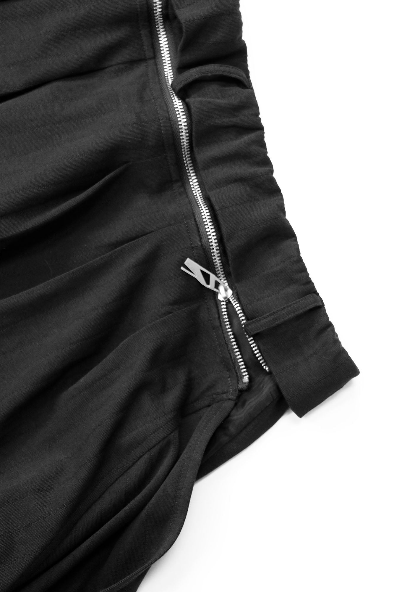RELABEL Detachable Drape Ruched Oversized Shorts Black, premium urban and streetwear designers apparel on PROJECTISR.com, RELABEL