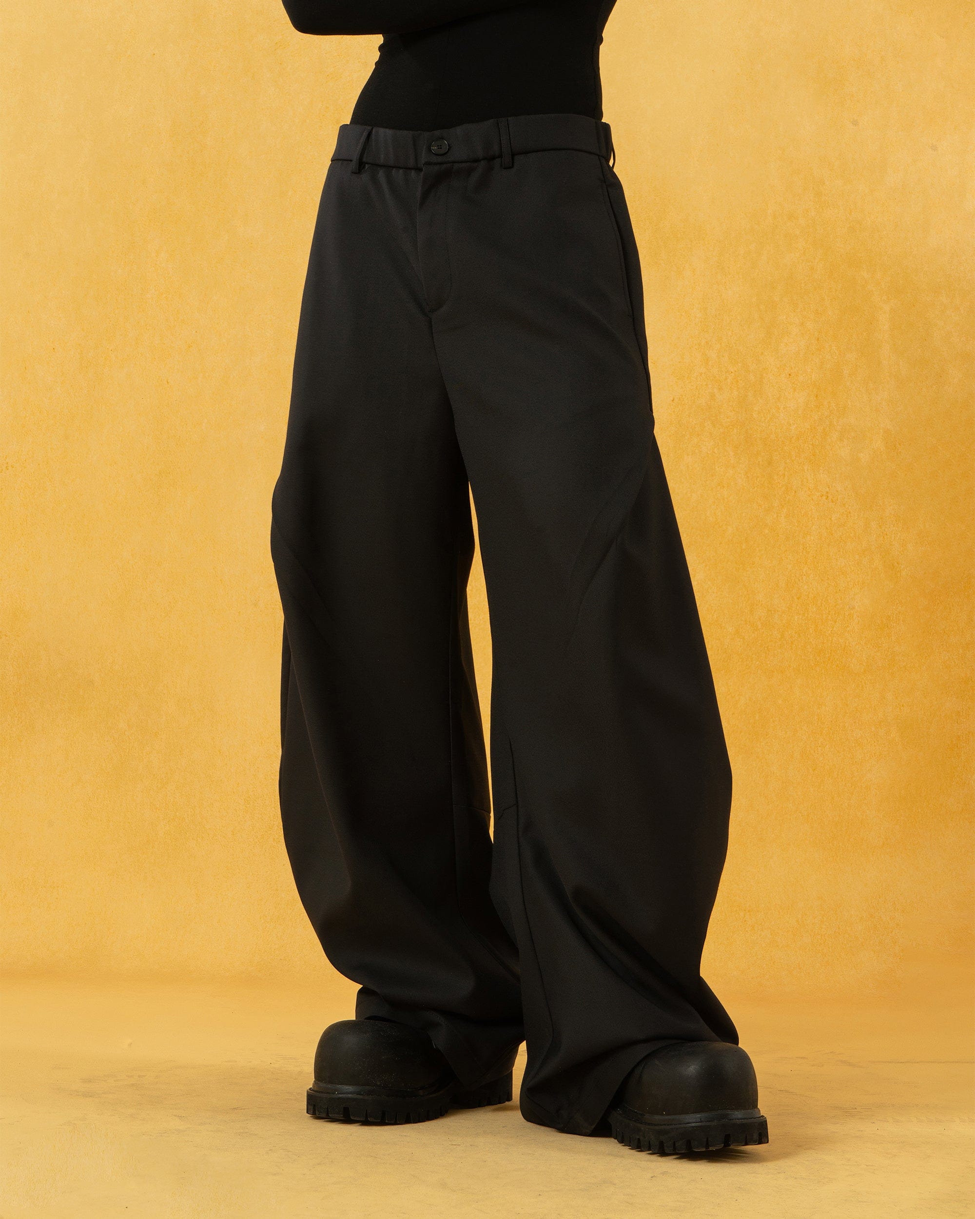 CLP Curved Crinkled Floor-Length Trousers, premium urban and streetwear designers apparel on PROJECTISR.com, CLP