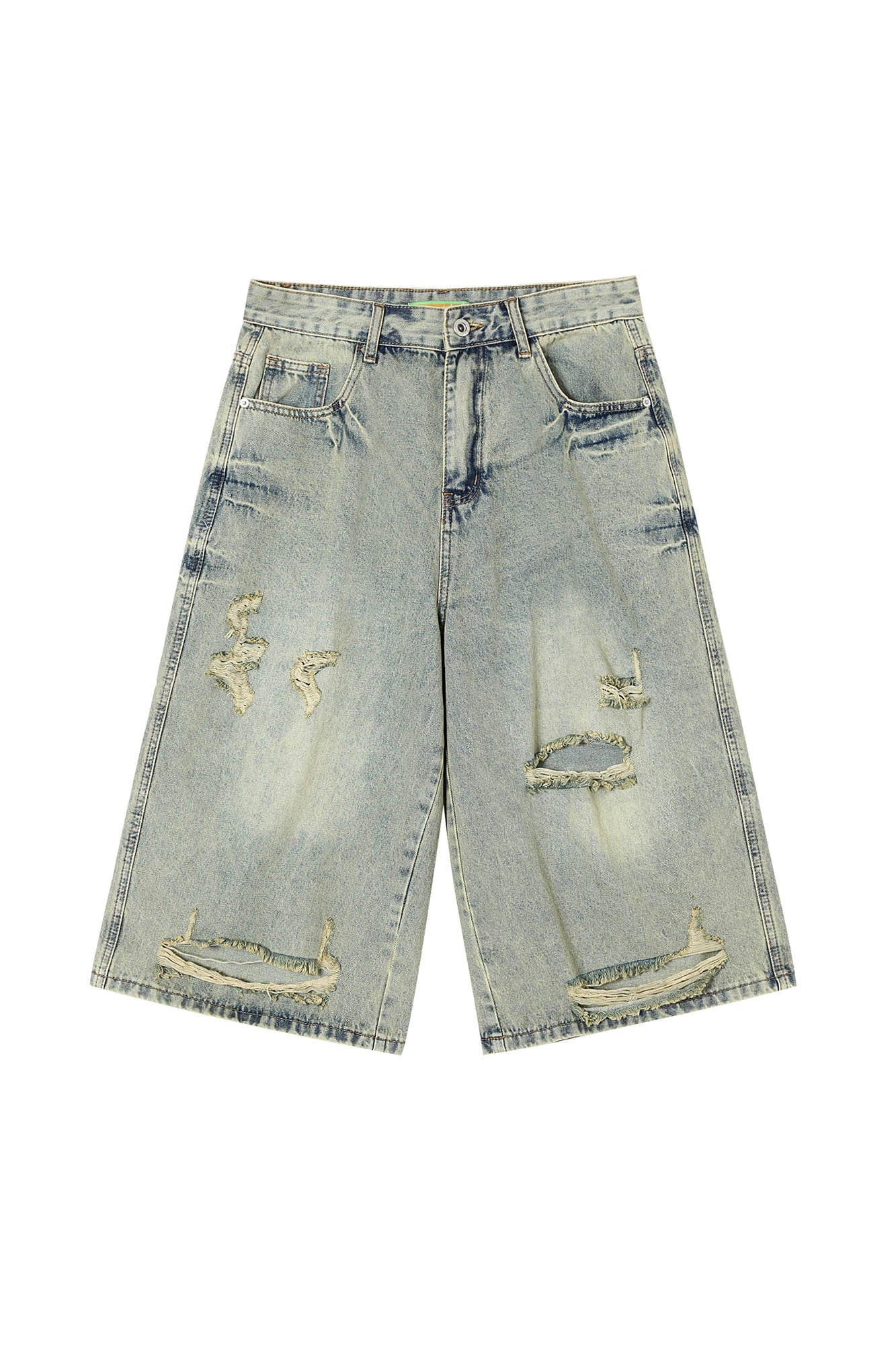 CLP Washed Ripped Knee-Length Denim Shorts, premium urban and streetwear designers apparel on PROJECTISR.com, CLP