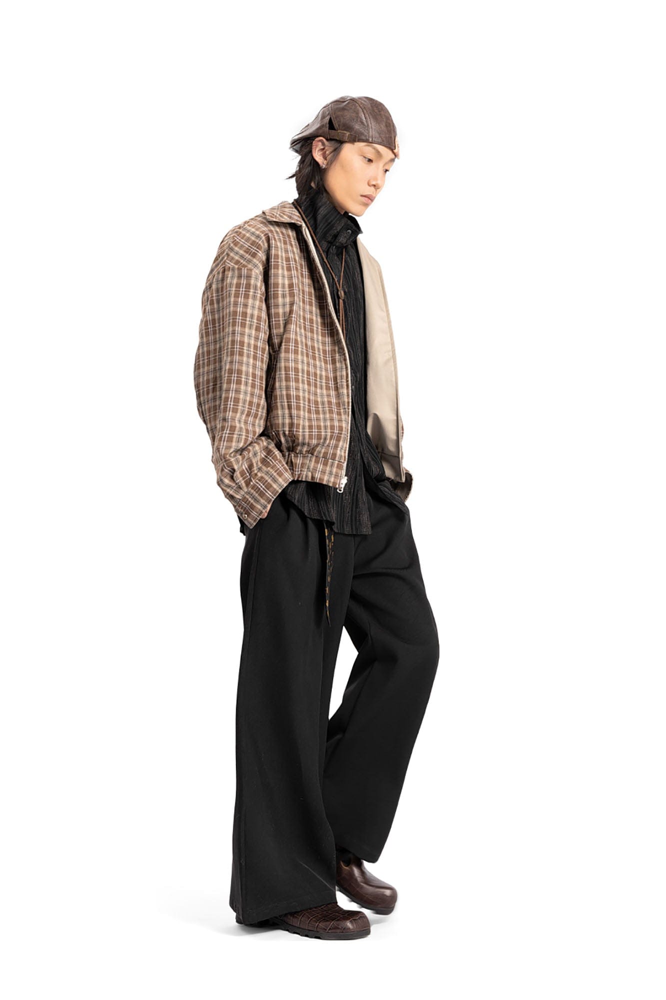 REWRITE Croc-Embossed Strap Loafers Brown, premium urban and streetwear designers apparel on PROJECTISR.com, REWRITE