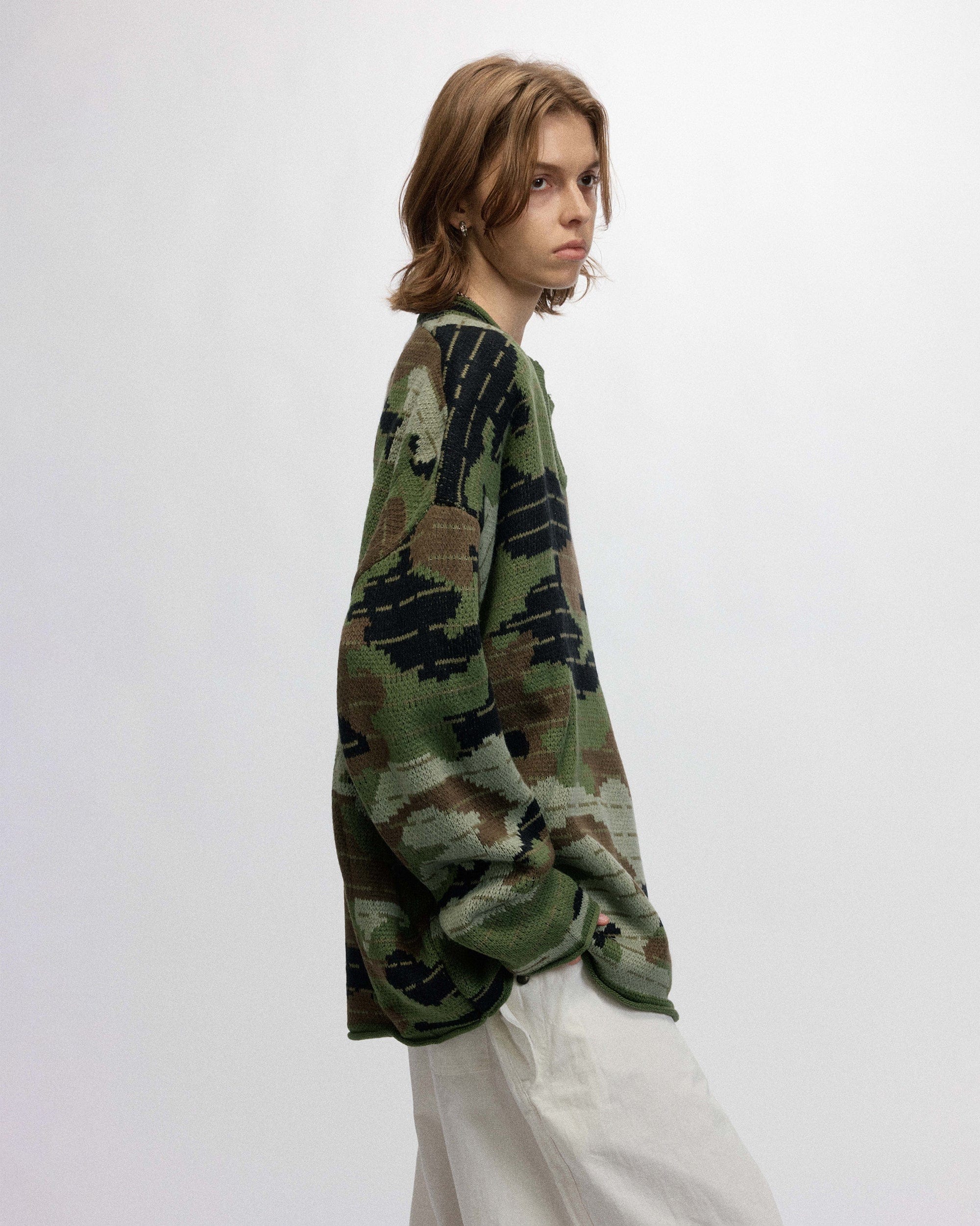OVDY Modern Camo Stripe V-Neck Sweater, premium urban and streetwear designers apparel on PROJECTISR.com, OVDY