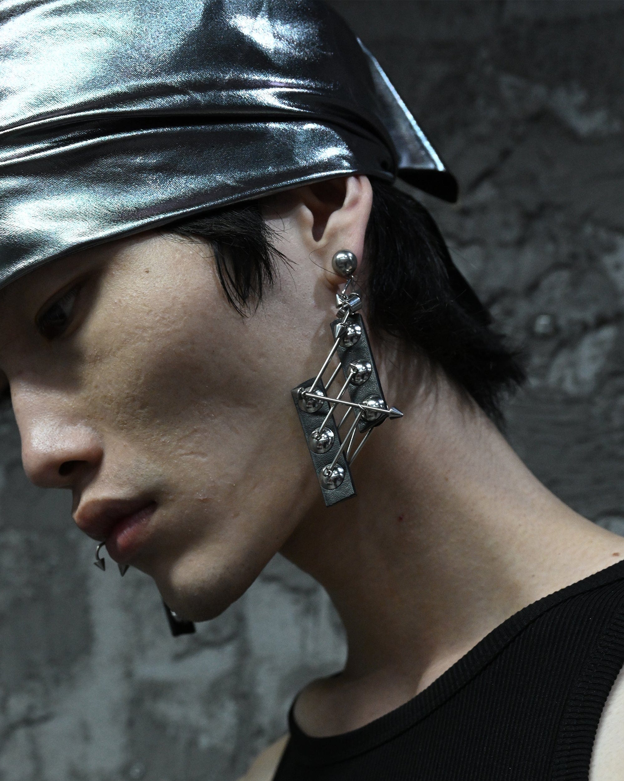 ILLUSORY Modern Hunter Metallic-Bead PU Earring/ Ear Clip, premium urban and streetwear designers apparel on PROJECTISR.com, ILLUSORY