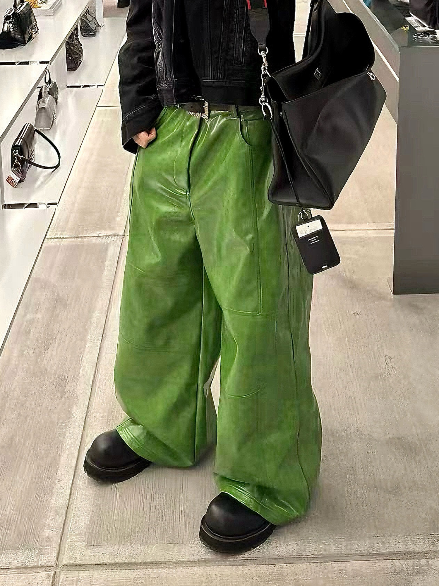 REBEL WAVE Patent Faux Leather Wide-Leg Pants