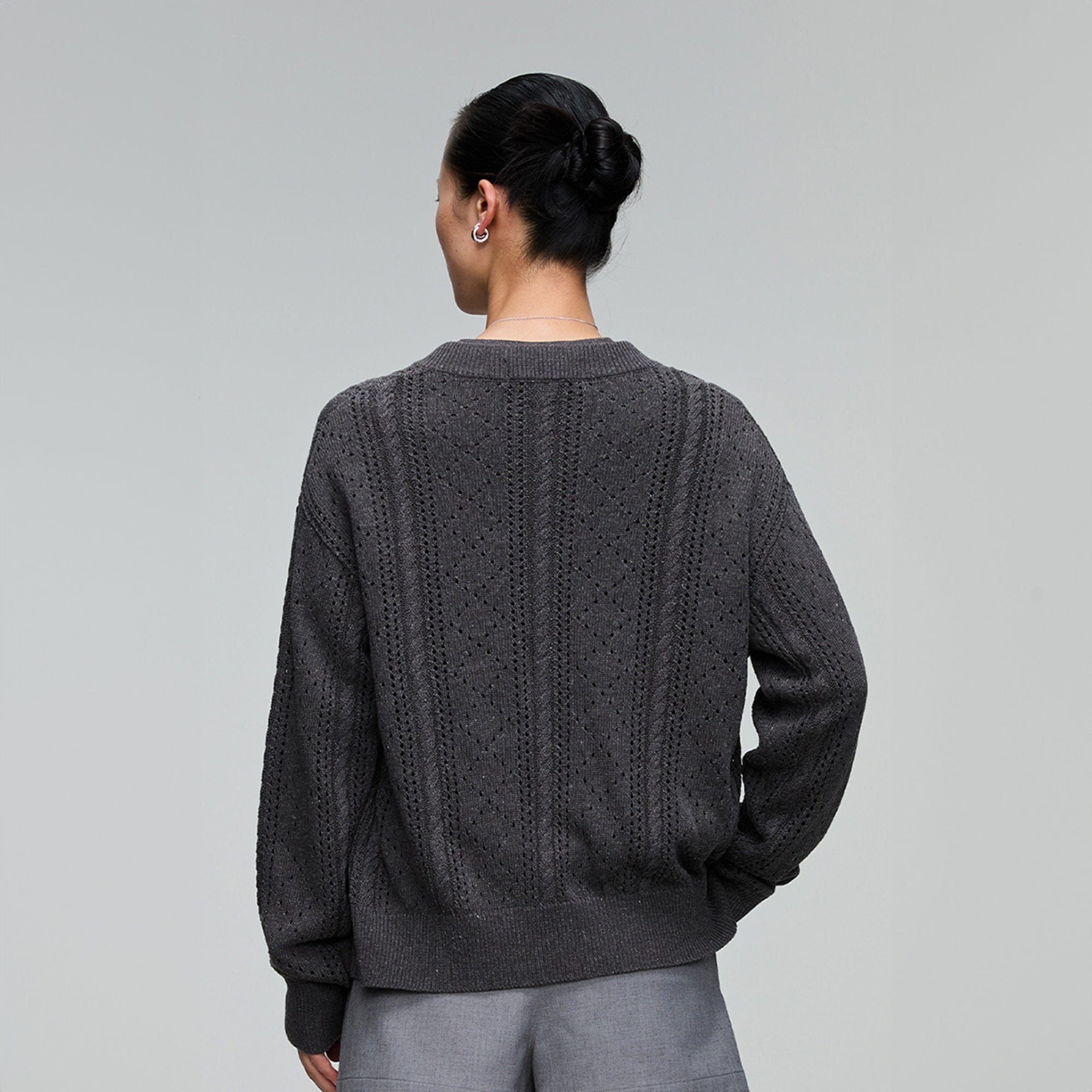 OPICLOTH Eyelet Knit Button-Up Cardigan, premium urban and streetwear designers apparel on PROJECTISR.com, OPICLOTH