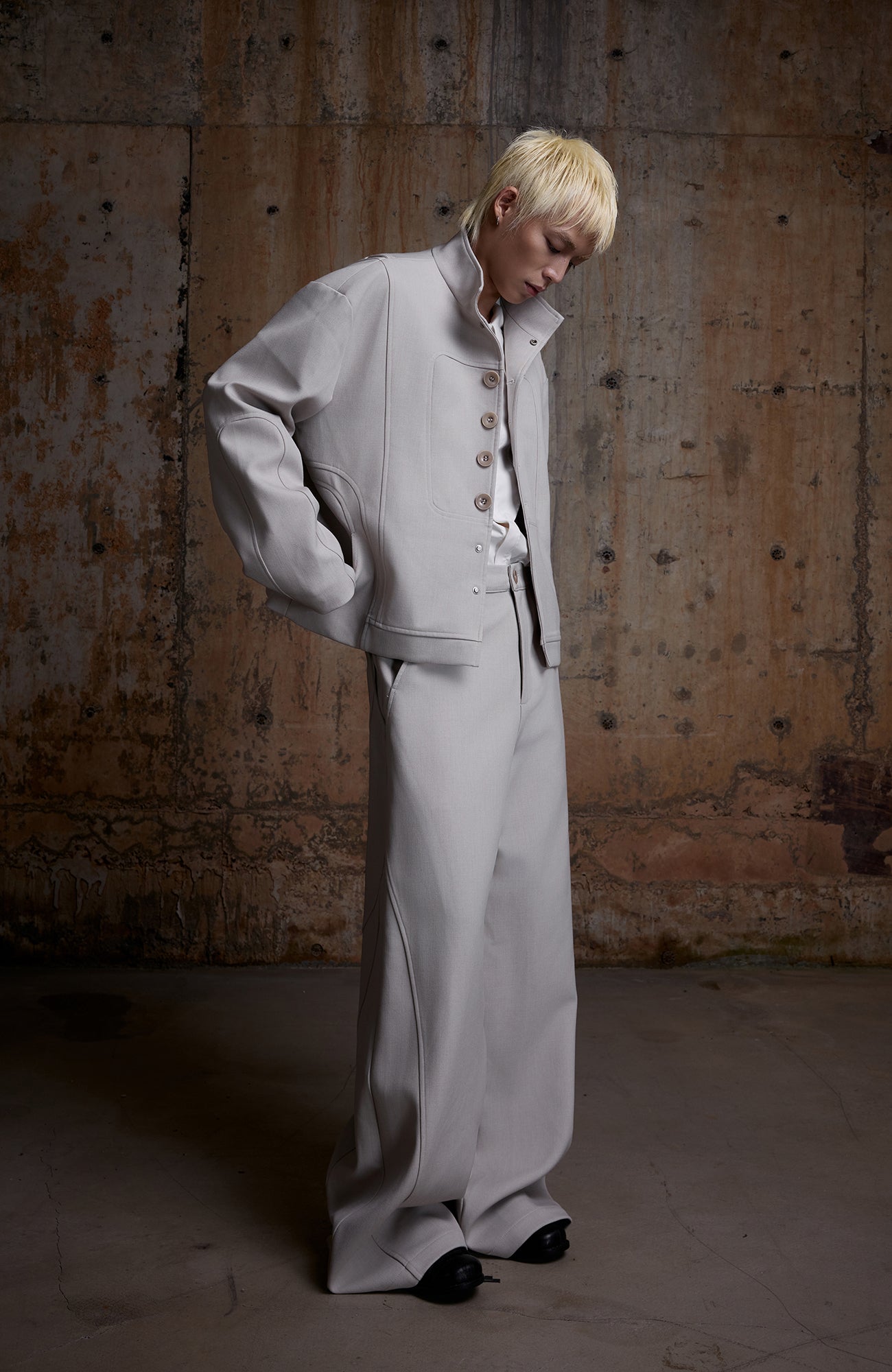 2000RSK Spliced Lace-Up Mock-Neck Jacket