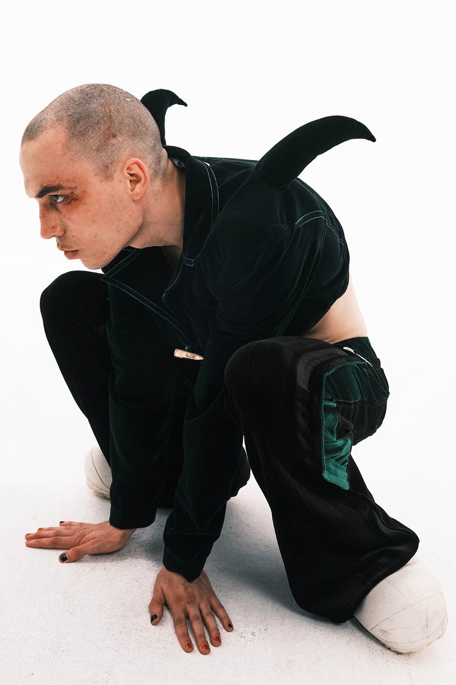 EMBRYO Devil Horned Velvet Cropped Jacket, premium urban and streetwear designers apparel on PROJECTISR.com, EMBRYO