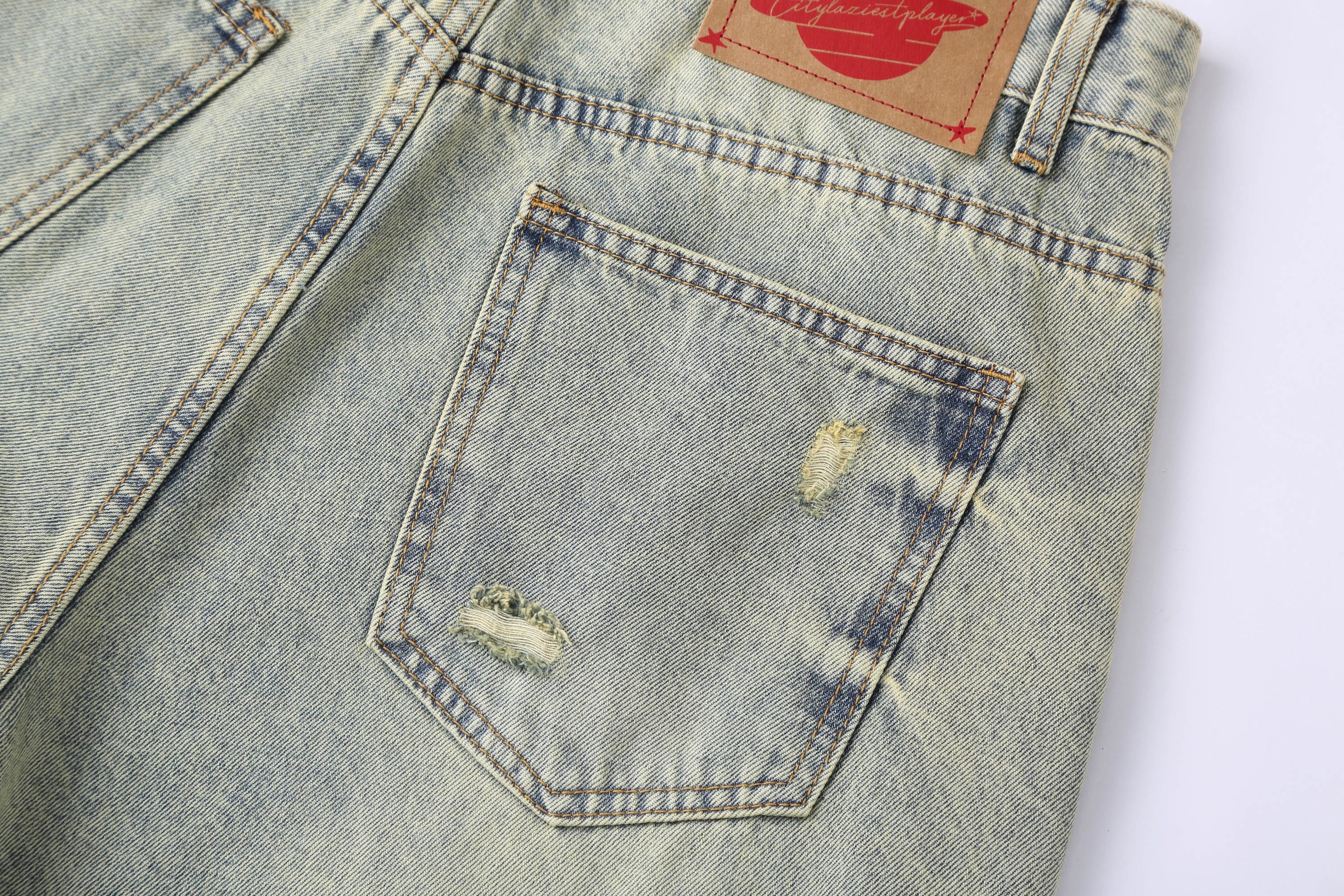 CLP Washed Ripped Knee-Length Denim Shorts, premium urban and streetwear designers apparel on PROJECTISR.com, CLP