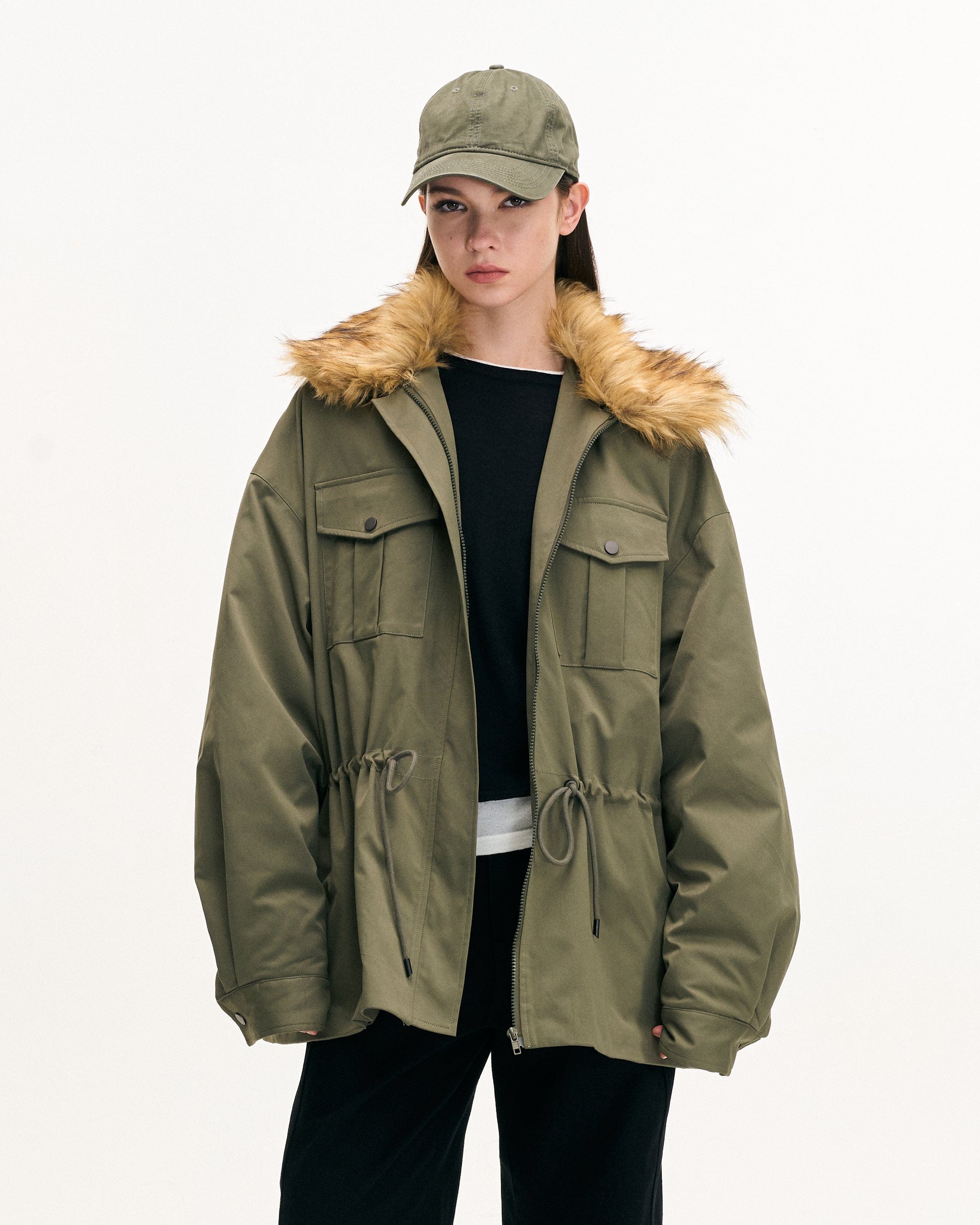 LEONSENSE Classic Detachable Faux-Fur Collar Parka Coat, premium urban and streetwear designers apparel on PROJECTISR.com, LEONSENSE