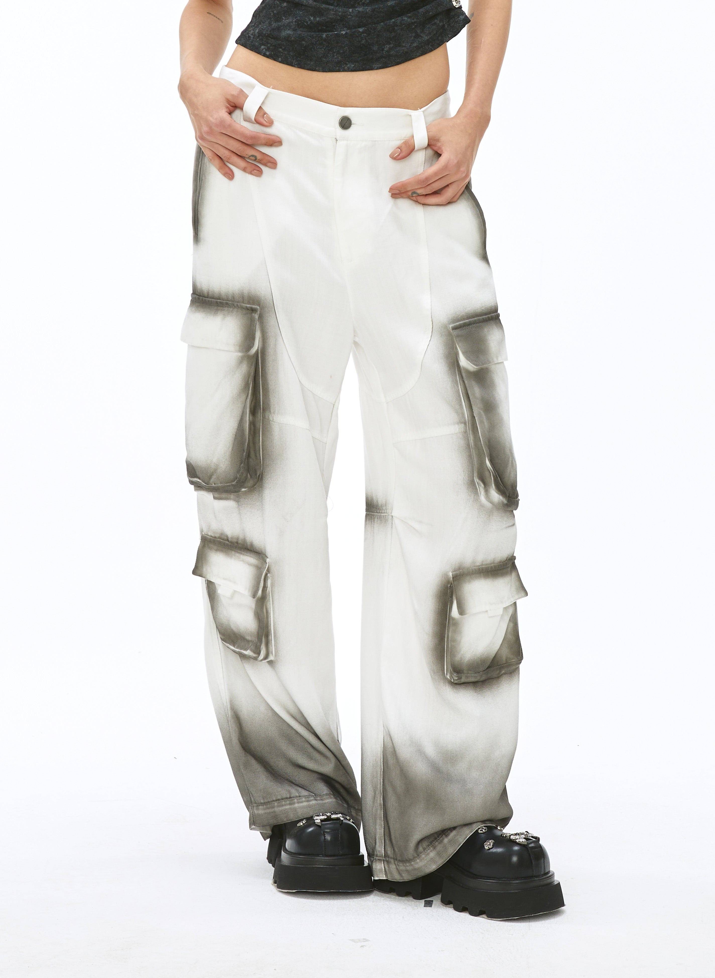 VANN VALRENCE Faded Spray-Dyed Multi-Pocket Cargo Pants, premium urban and streetwear designers apparel on PROJECTISR.com, VANN VALRENCE