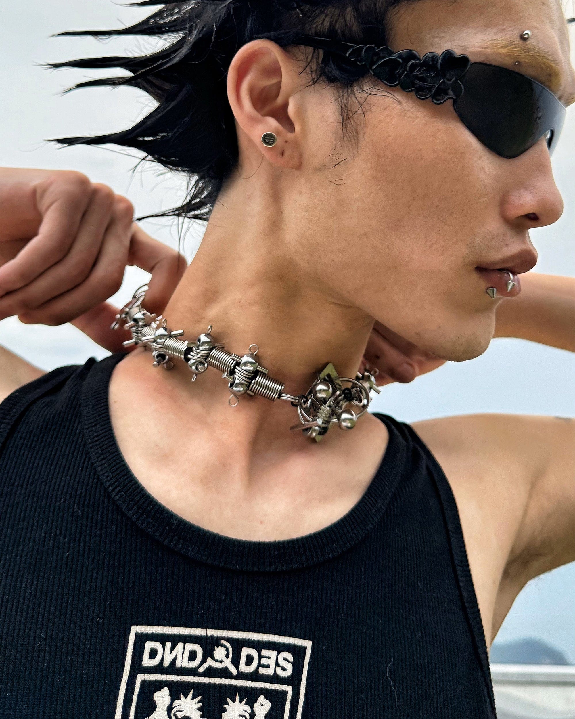 ILLUSORY Ex Machina Mechanical Rivet Necklace, premium urban and streetwear designers apparel on PROJECTISR.com, ILLUSORY