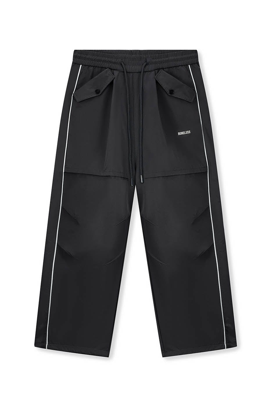 BONELESS Paneled Crinkled Parachute Pants Cho, premium urban and streetwear designers apparel on PROJECTISR.com, BONELESS