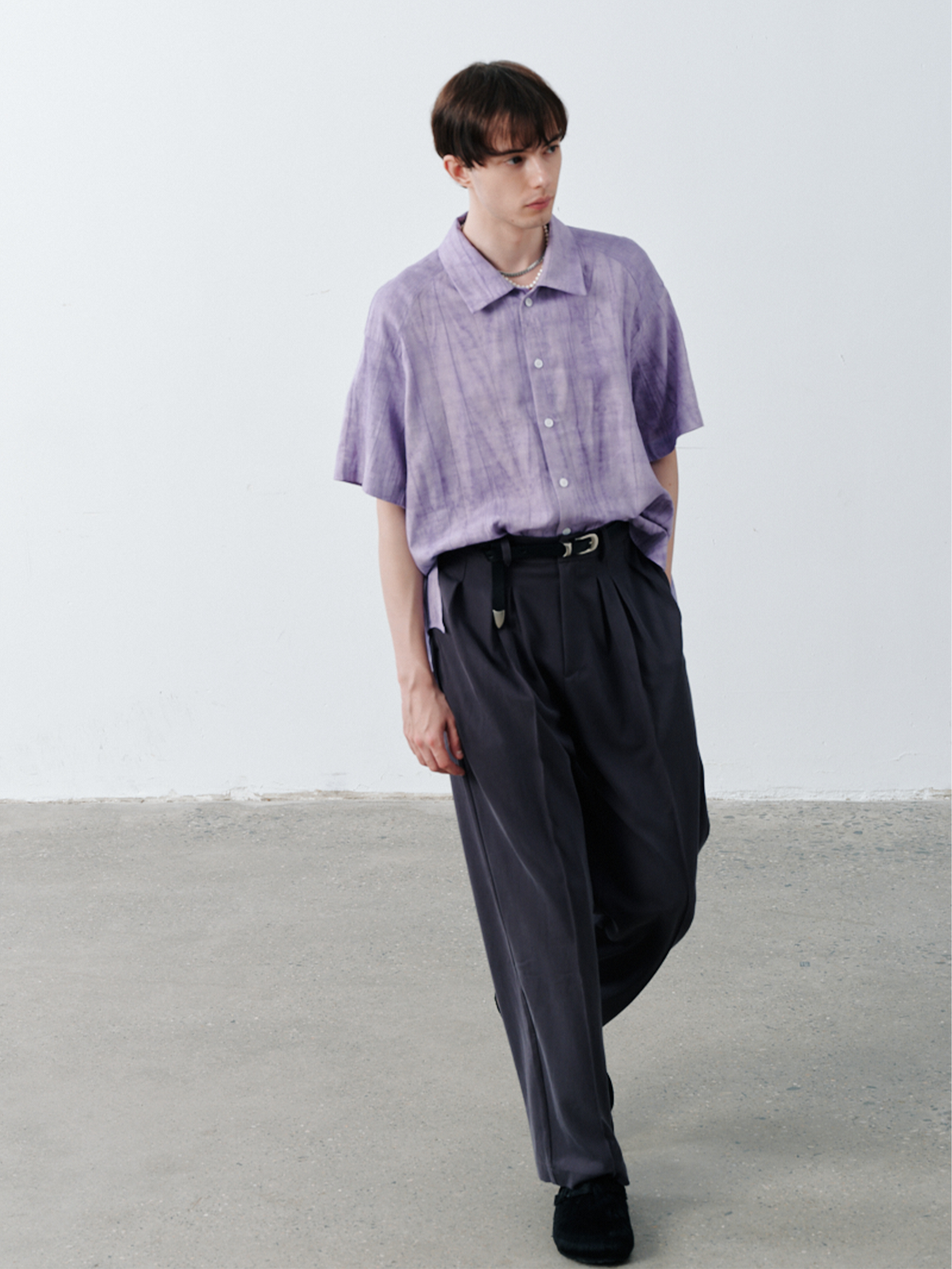 GRAINMUSTARD Crinkled Linen-Cotton Half Shirt, premium urban and streetwear designers apparel on PROJECTISR.com, GRAINMUSTARD