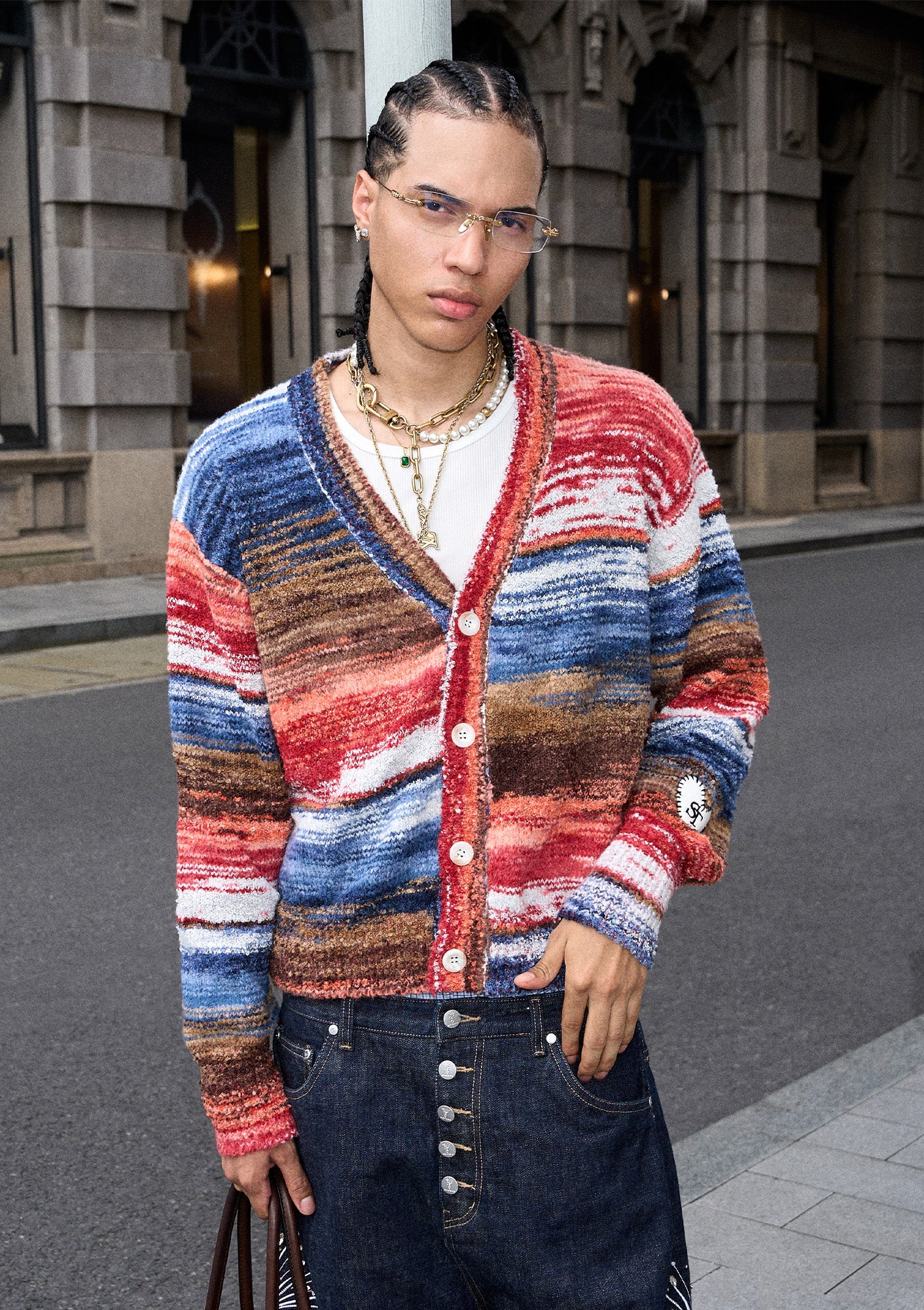 STEEPC Gradient Heartpatch Boxy Cardigan, premium urban and streetwear designers apparel on PROJECTISR.com, STEEPC