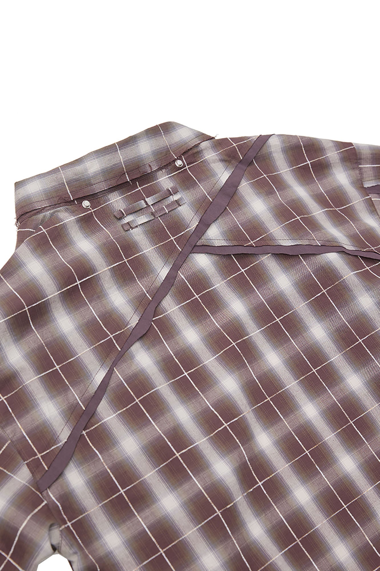 RELABEL Detachable Hood Plaid Frayed Oversized Shirt