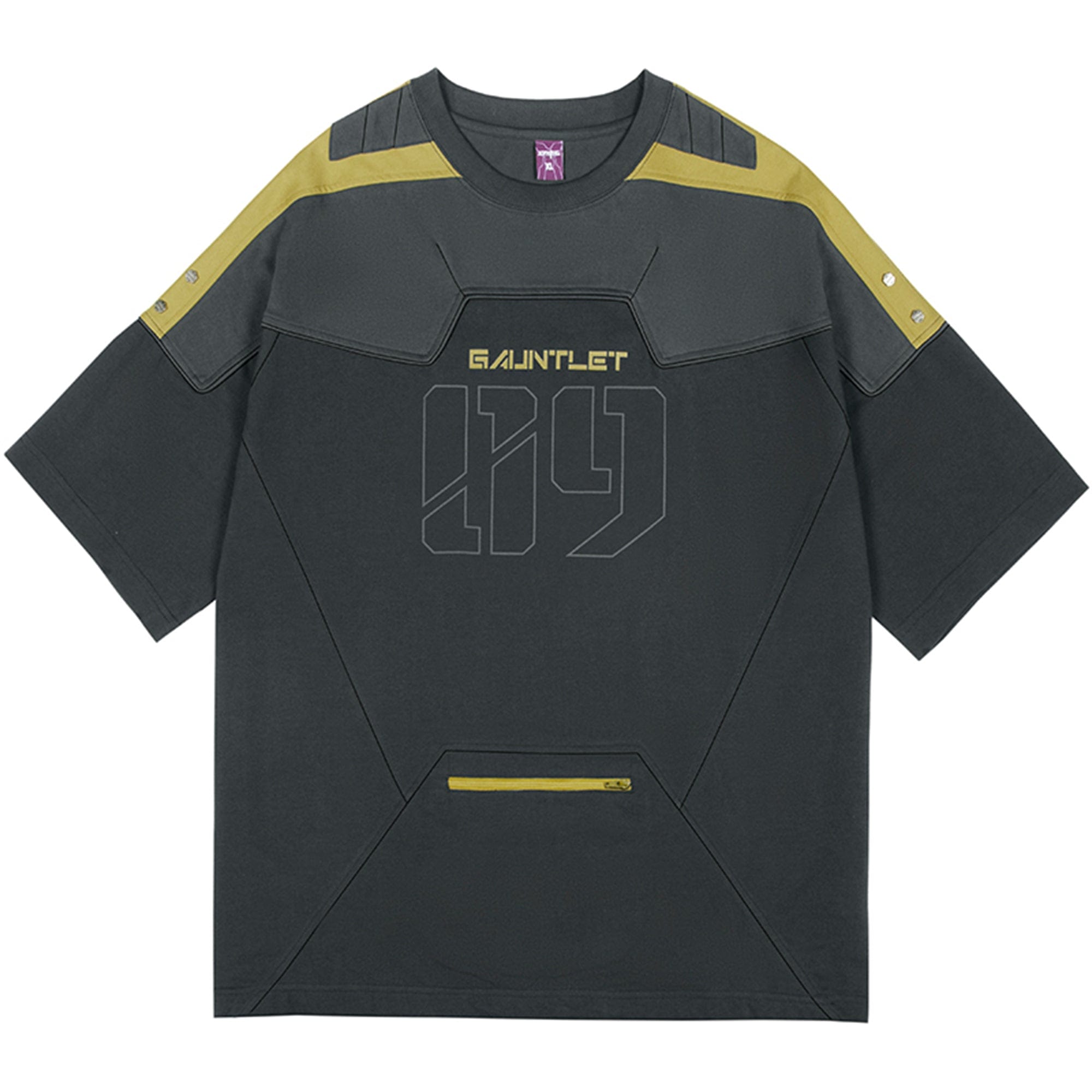 XIPHEVIL Modern Deconstructed Rivet Jersey Yellow, premium urban and streetwear designers apparel on PROJECTISR.com, XIPHEVIL