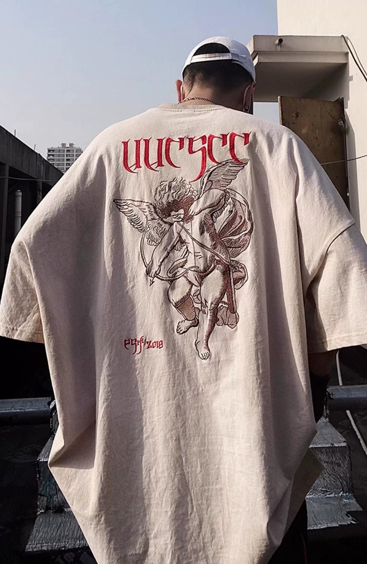 UUCSCC Retro Washed Embroidered Oversized Heavyweight T-Shirt