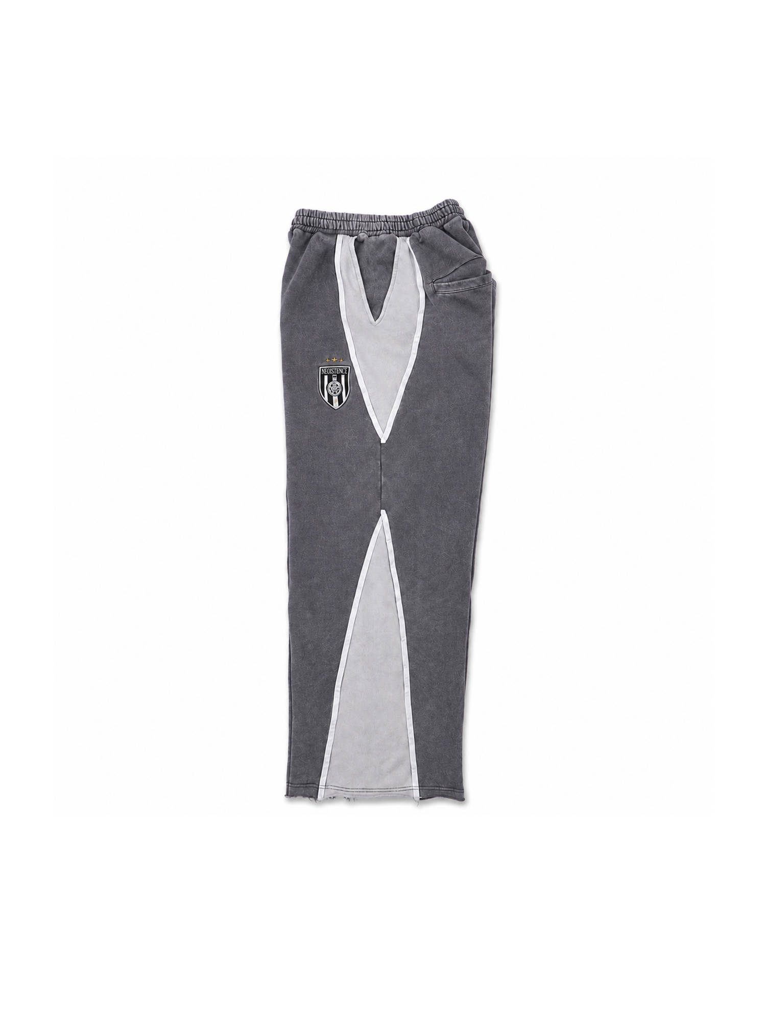 IN EXISTENCE Retro Contrast Embroidered Distressed Sweatpants