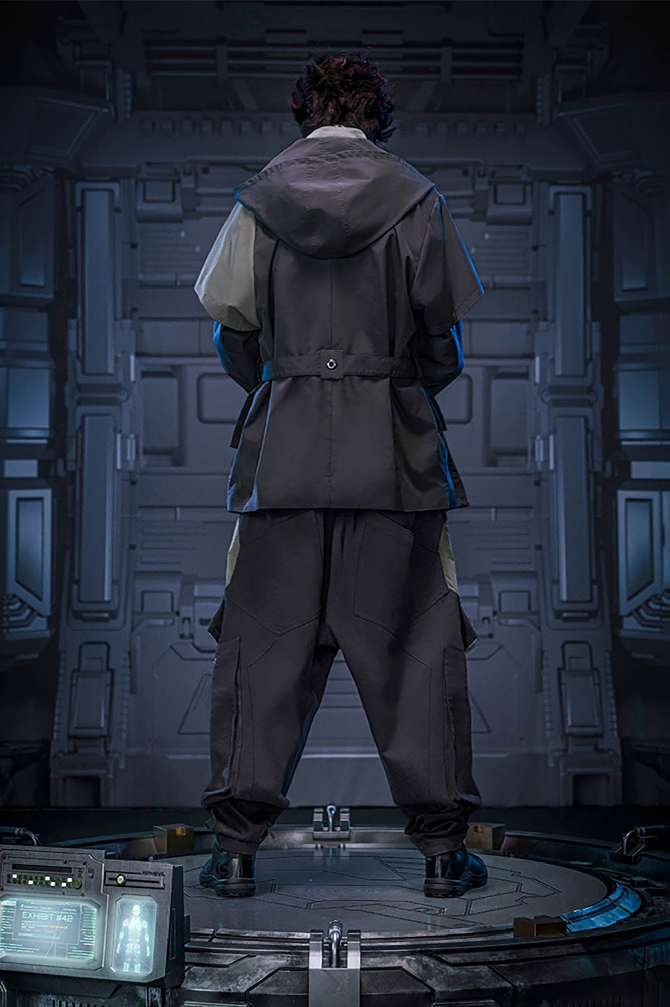 XIPHEVIL Layered Wrap-Front Hooded Trench Coat, premium urban and streetwear designers apparel on PROJECTISR.com, XIPHEVIL