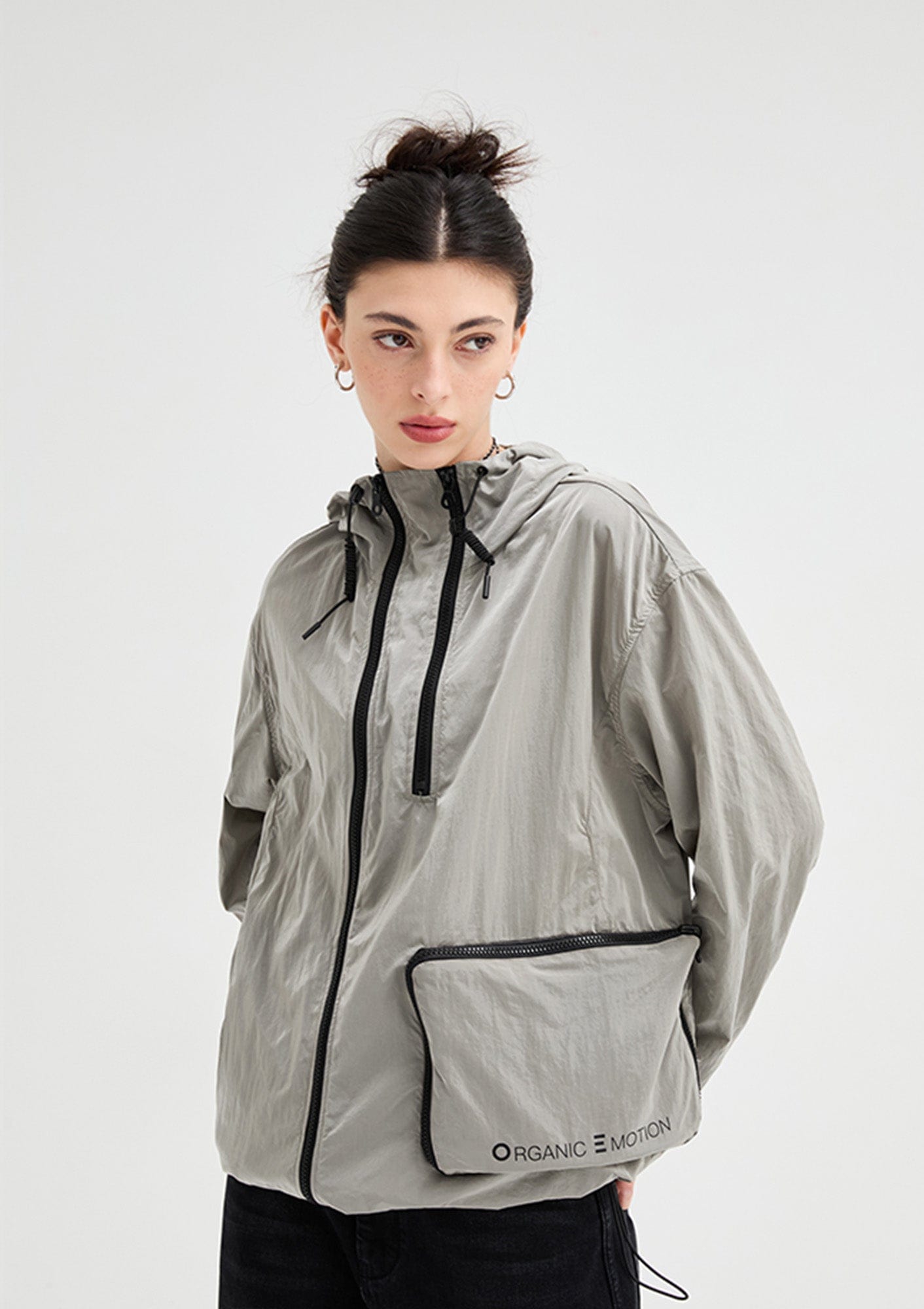 ORGANIC EMOTION Packable Utility UV Protection Hooded Windbreaker, premium urban and streetwear designers apparel on PROJECTISR.com, ORGANIC EMOTION