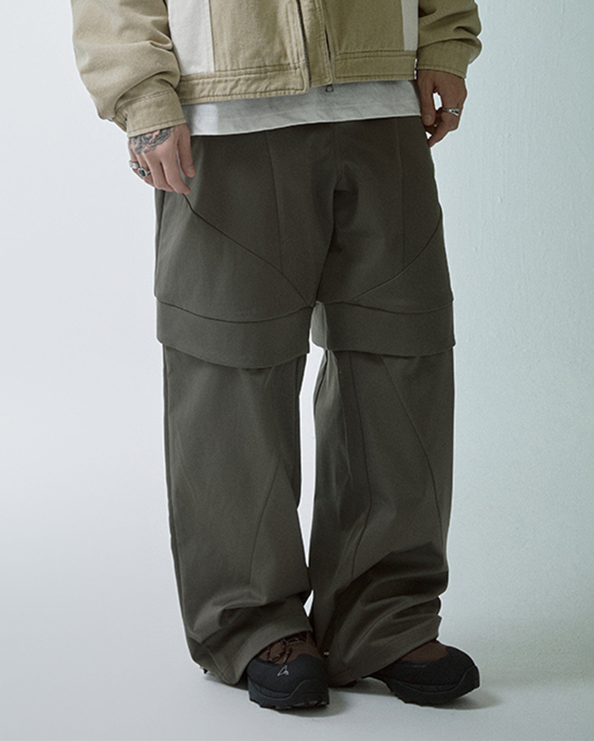 F2CE Modern Deconstructed Double-Knee Rivet Pants, premium urban and streetwear designers apparel on PROJECTISR.com, F2CE
