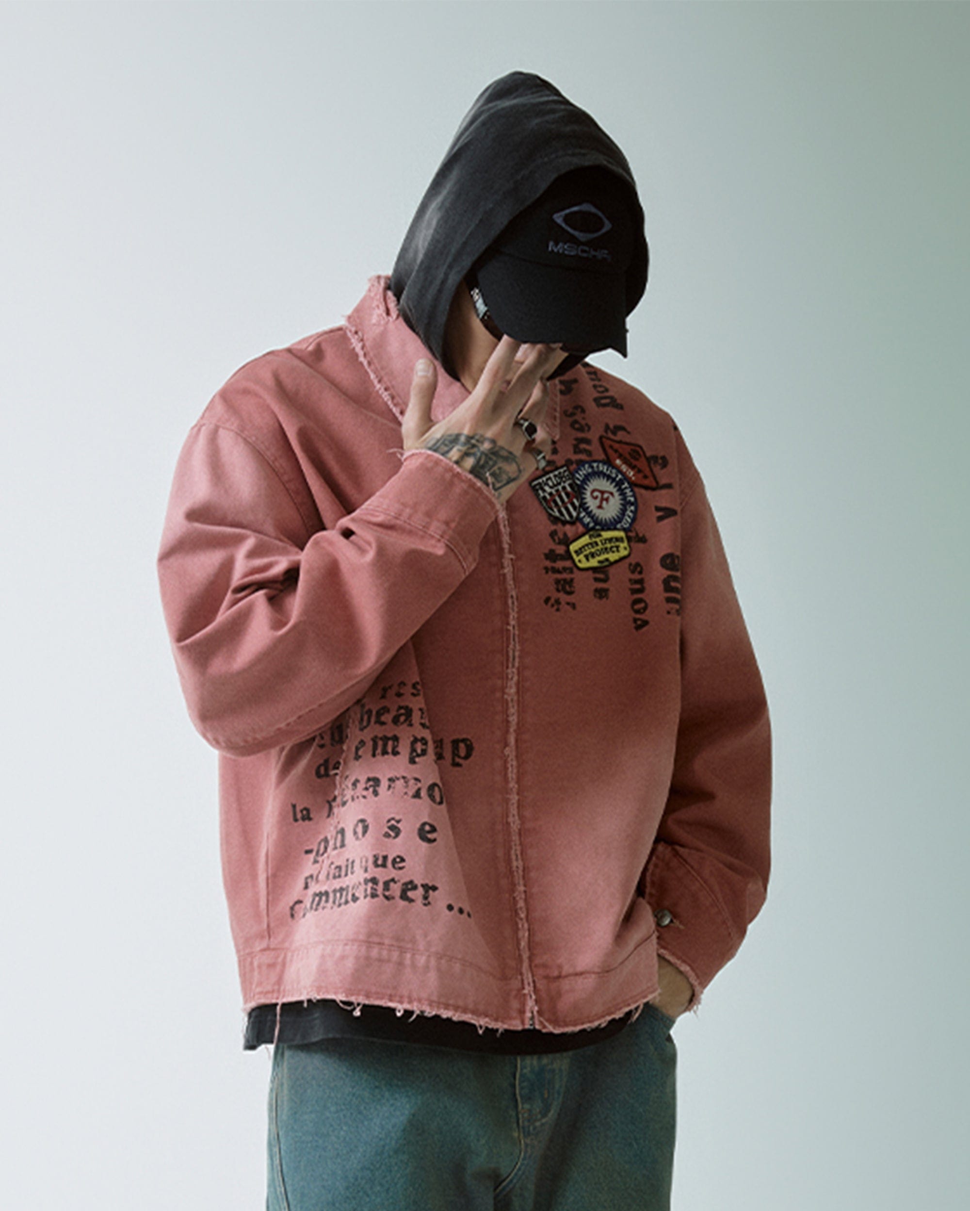 F2CE Distressed Badge Patchwork Jacket, premium urban and streetwear designers apparel on PROJECTISR.com, F2CE