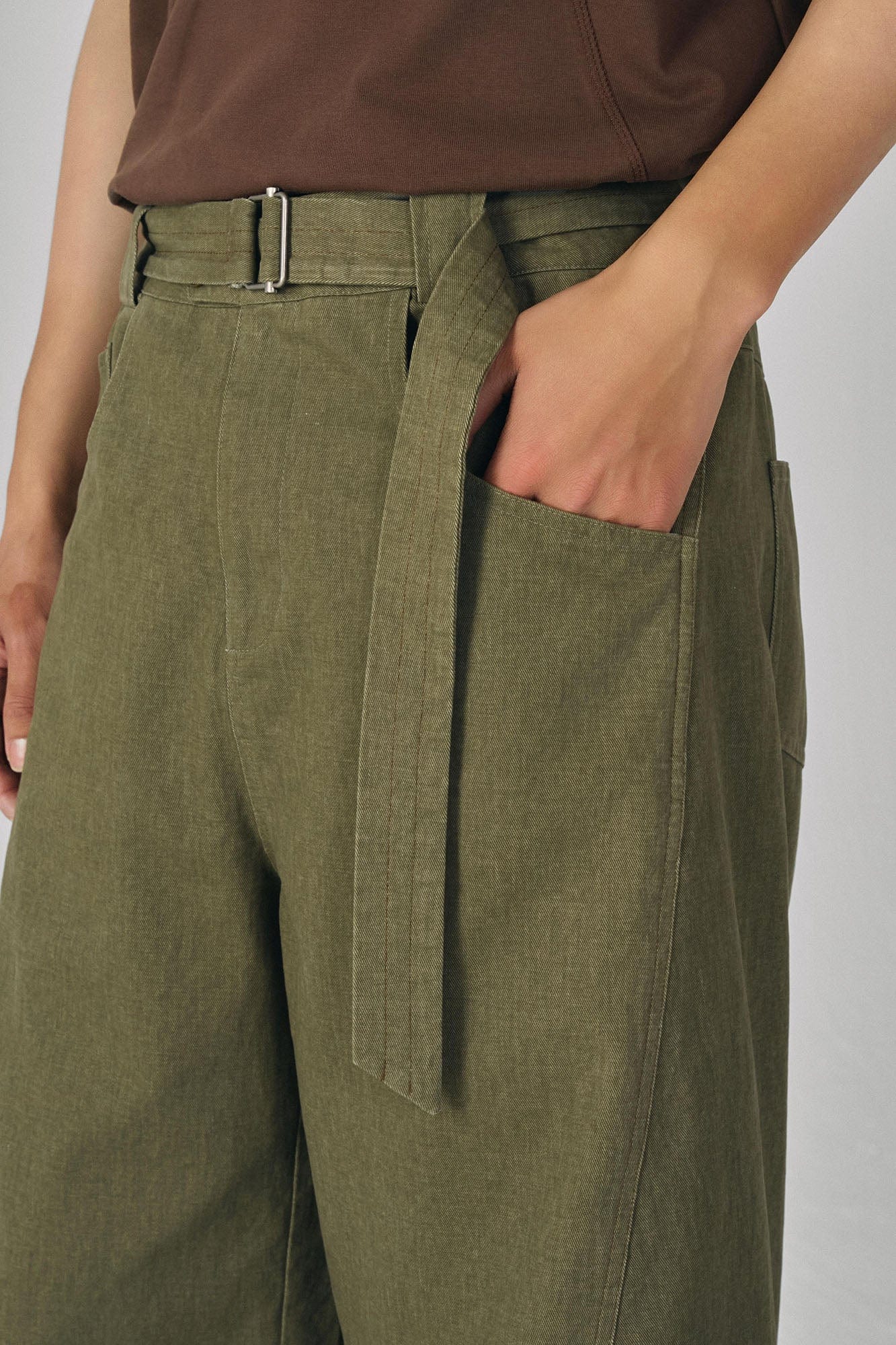 GONGHE REPUB Arc Spliced Strap Belt Pants, premium urban and streetwear designers apparel on PROJECTISR.com, GONGHE REPUB
