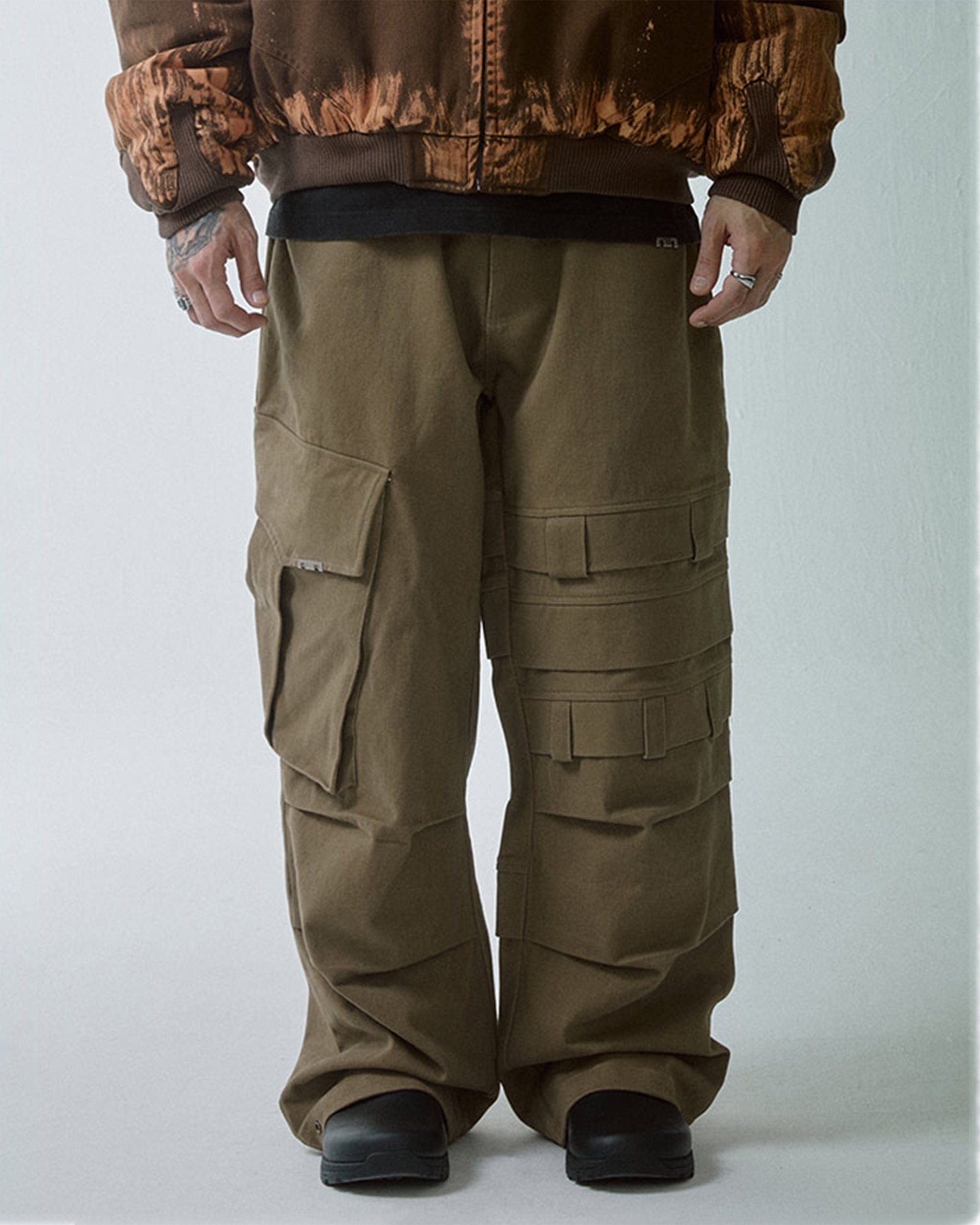 F2CE Asymmetrical Crinkled Cargo Pants, premium urban and streetwear designers apparel on PROJECTISR.com, F2CE