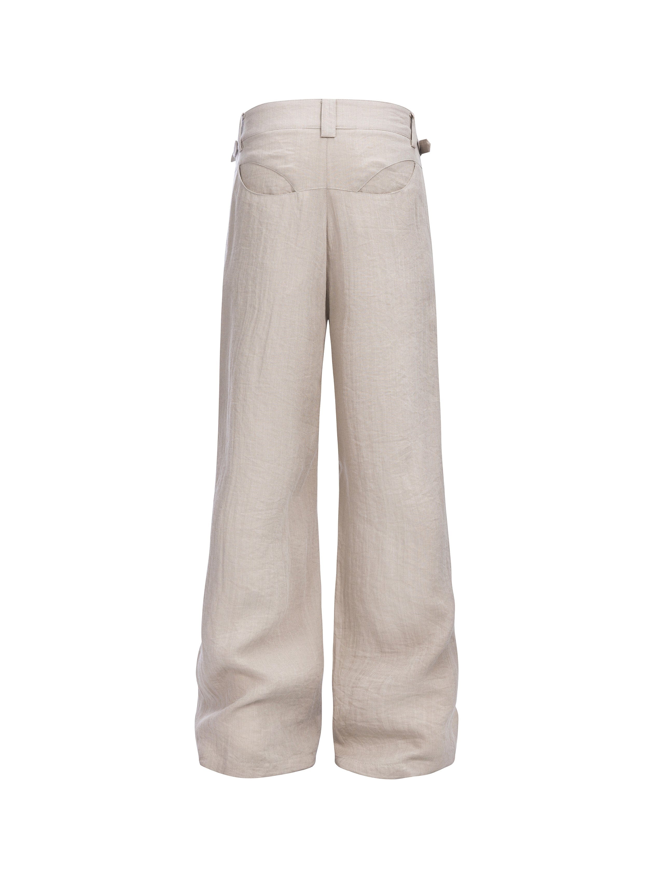 CATSSTAC Linen-Tencel Pleated Straight-Leg Trousers, premium urban and streetwear designers apparel on PROJECTISR.com, CATSSTAC