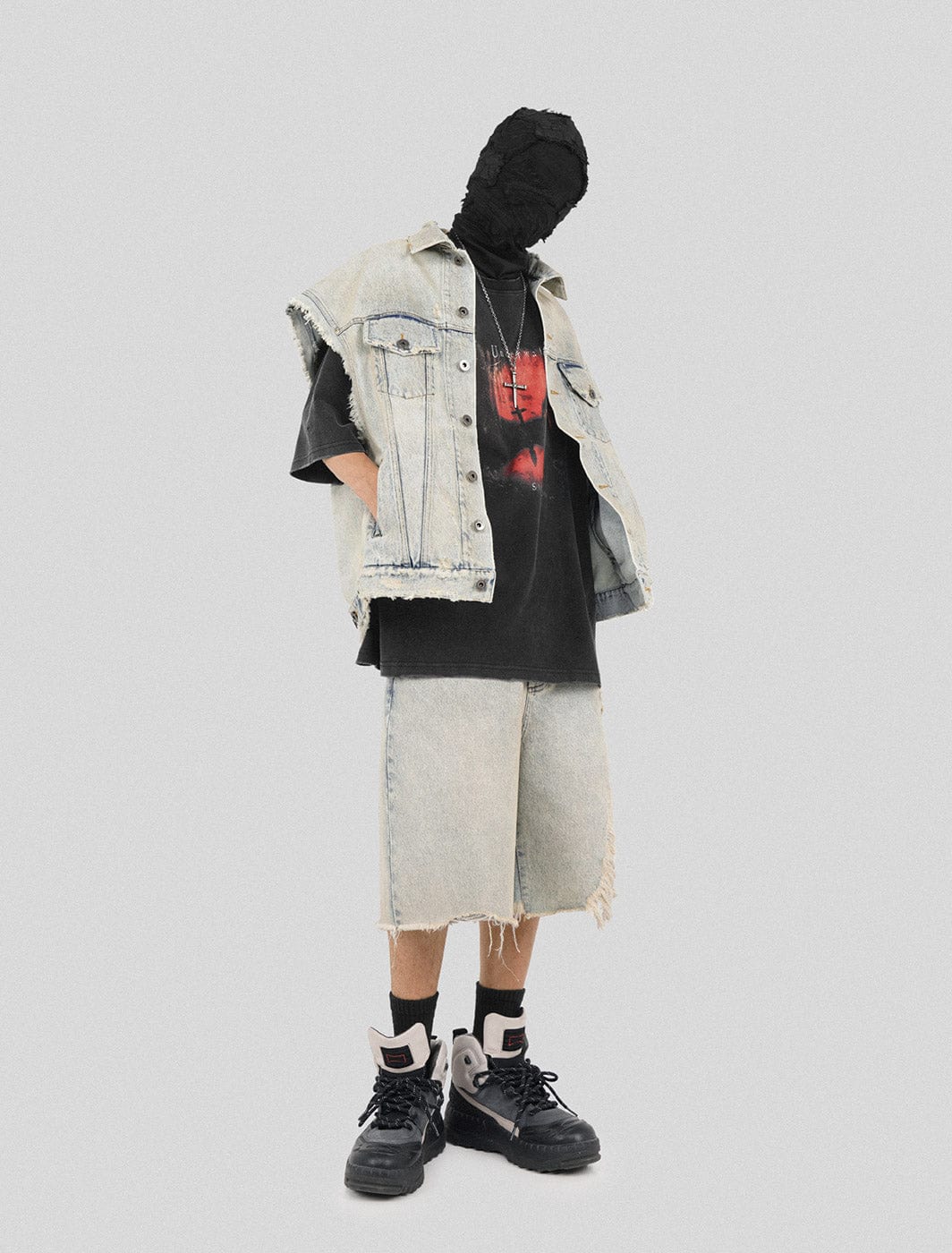 UNDERWATER Raw Edge Washed Denim Shorts, premium urban and streetwear designers apparel on PROJECTISR.com, UNDERWATER