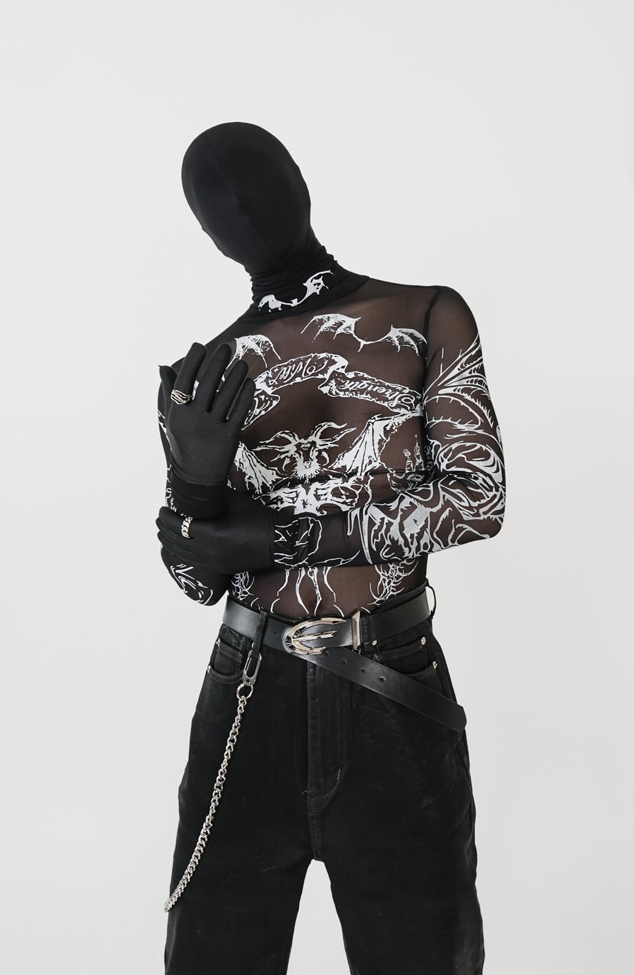 VE2 Gothic Tattoo Mesh Long-Sleeve Tee