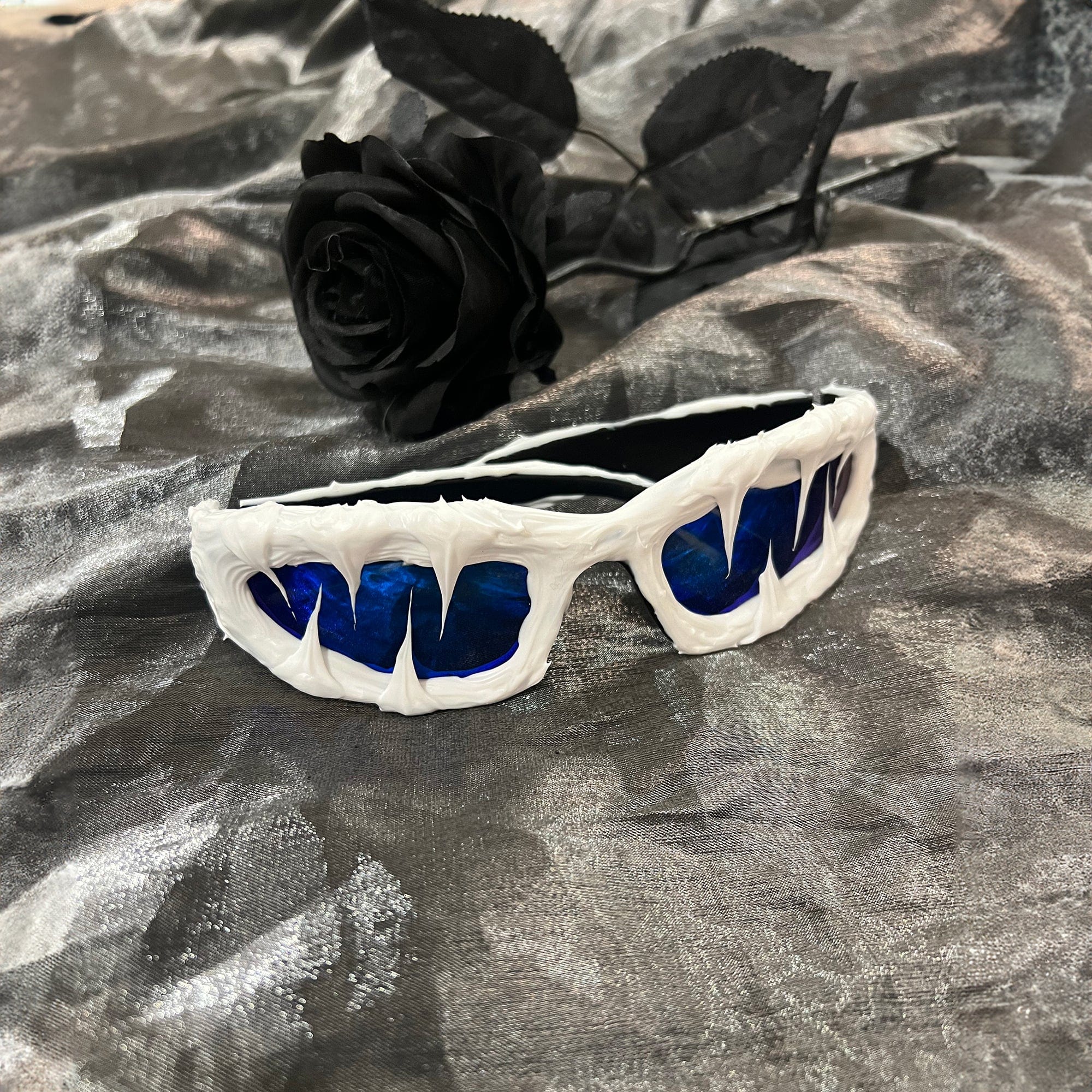 Pi0neeR Ice Melt Dripped Resin Sunglasses Blue