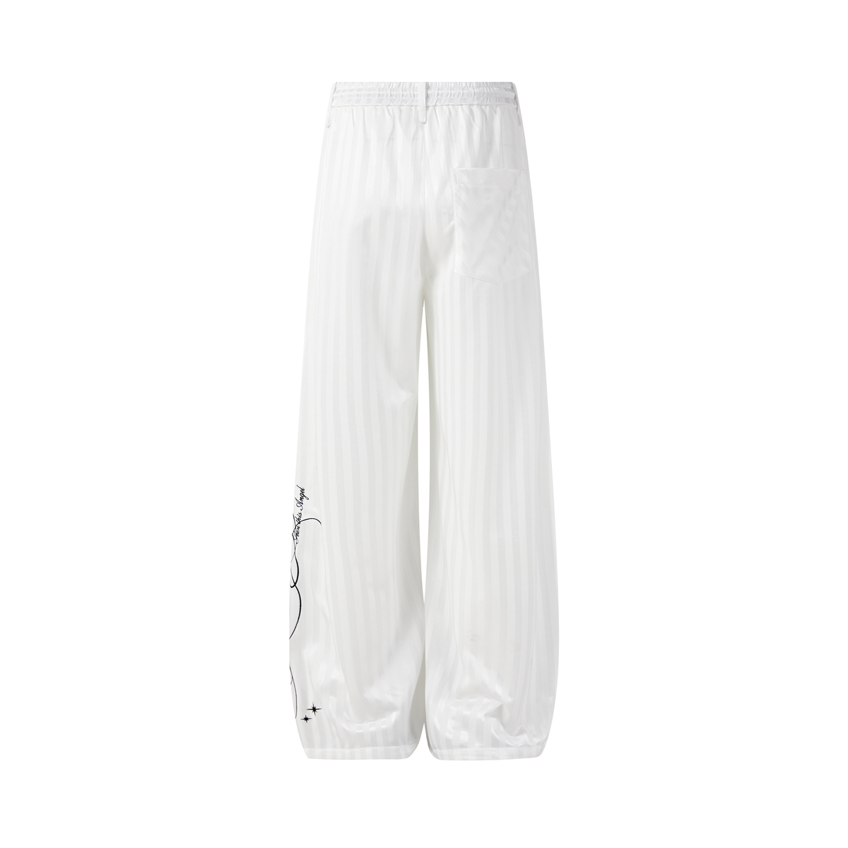 PASET Striped Embroidered Wide-Leg Pants