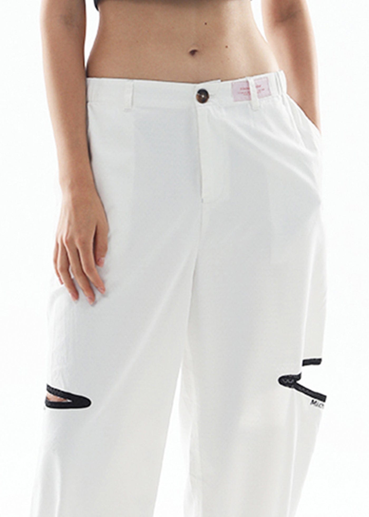 MIICHOUS Modern Cut-out Logo Pants, premium urban and streetwear designers apparel on PROJECTISR.com, Miichous