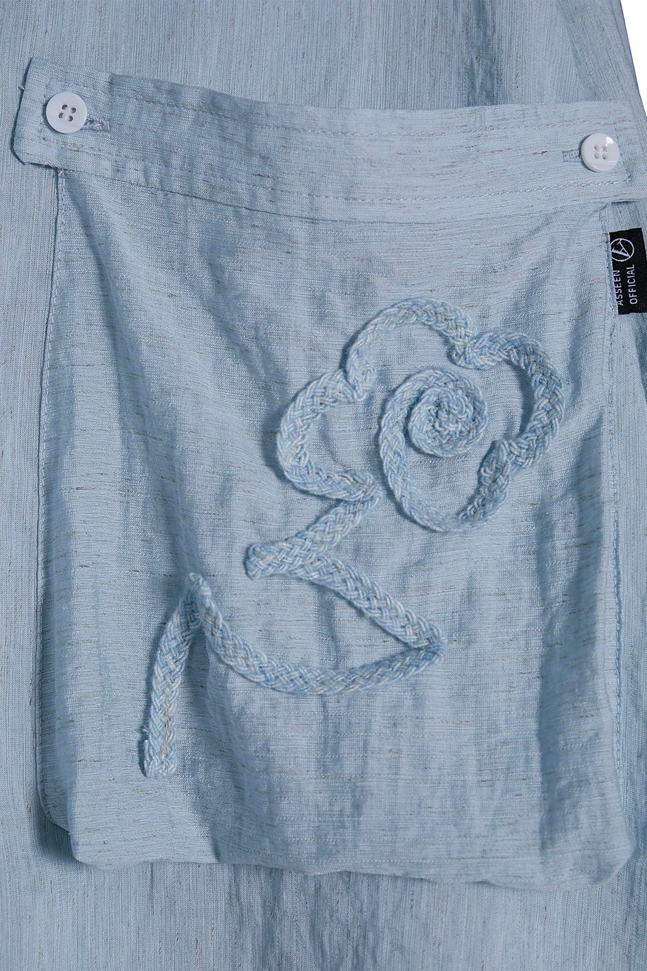 ASSEEN Rose Embroidered Pocket Linen-Blended Overshirt, premium urban and streetwear designers apparel on PROJECTISR.com, ASSEEN
