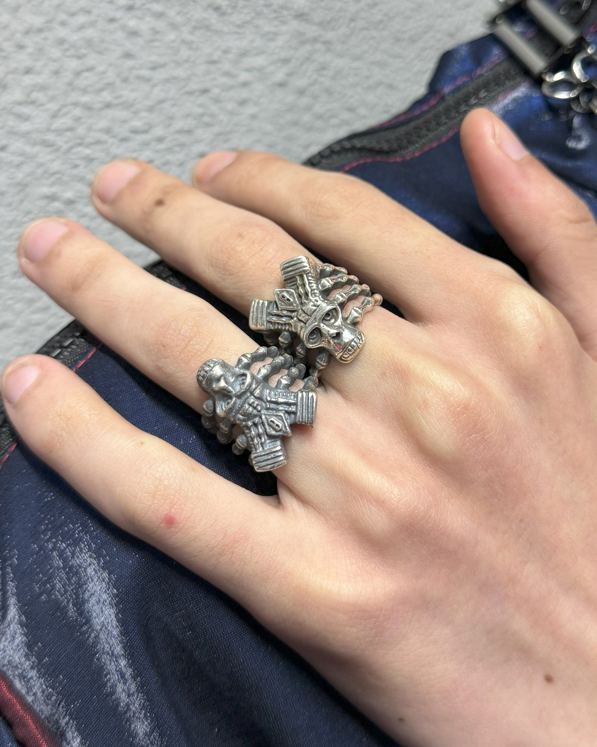 ILLUSORY Demon Skull Finger Skeleton Ring, premium urban and streetwear designers apparel on PROJECTISR.com, ILLUSORY