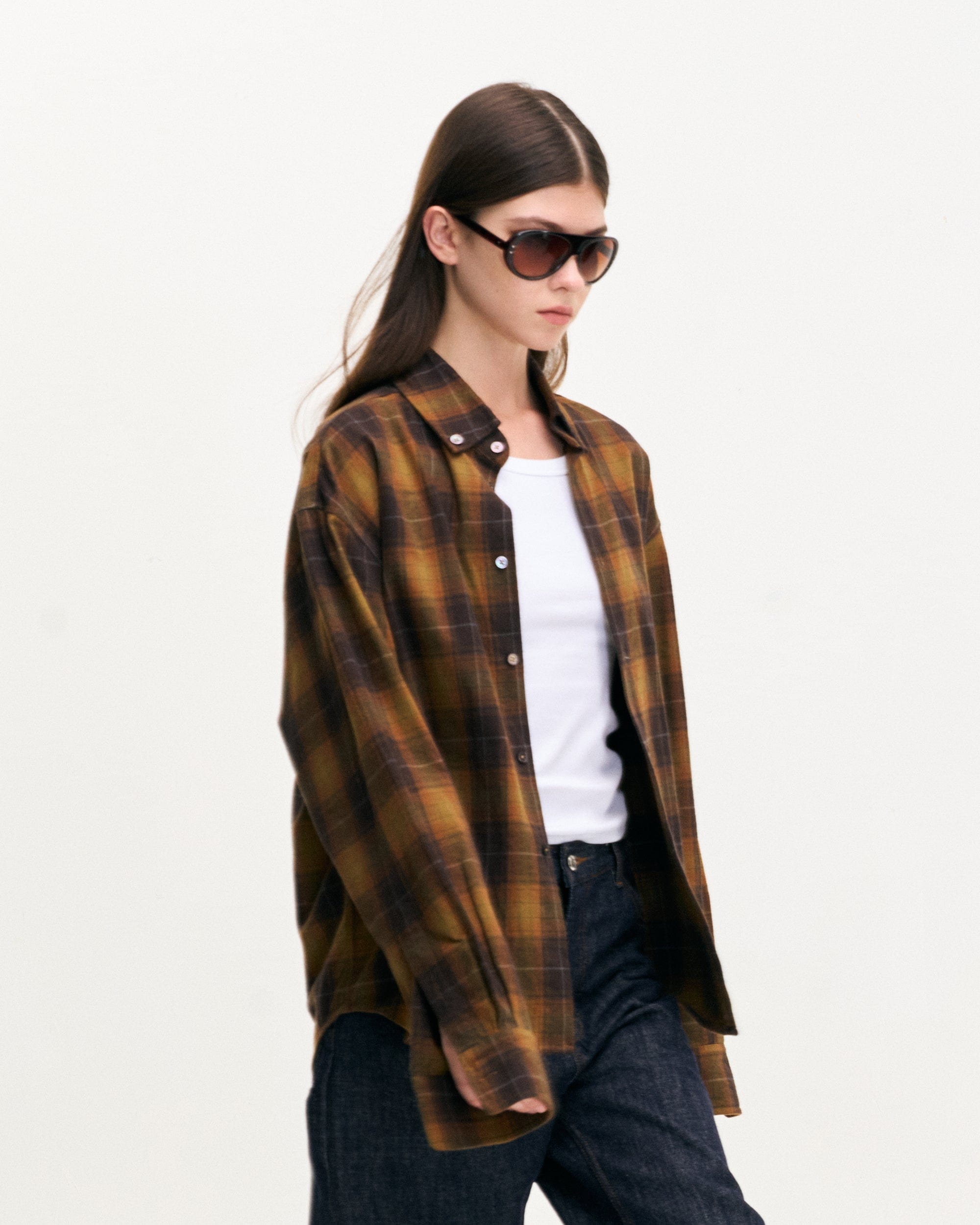 LEONSENSE Classic Plaid Shirt Showa Brown, premium urban and streetwear designers apparel on PROJECTISR.com, LEONSENSE