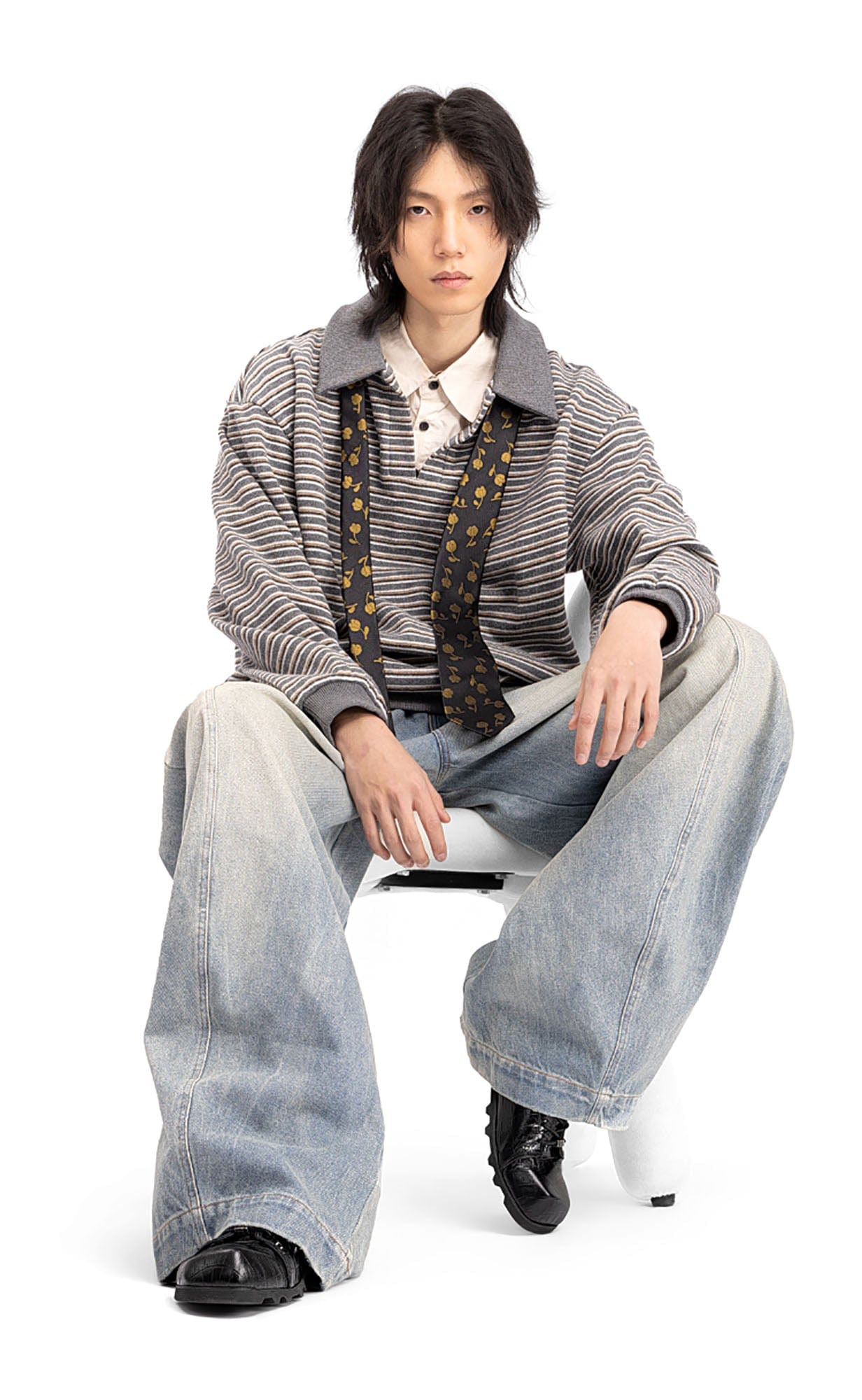 REWRITE Croc-Embossed Square-Toe Derby Shoes, premium urban and streetwear designers apparel on PROJECTISR.com, REWRITE