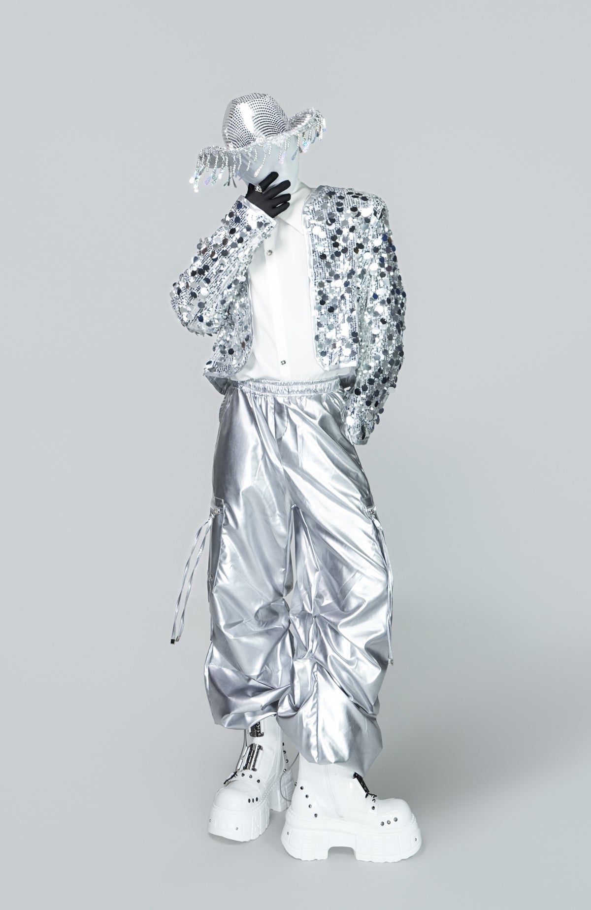 VE2 Metallic Coated Cargo Pants