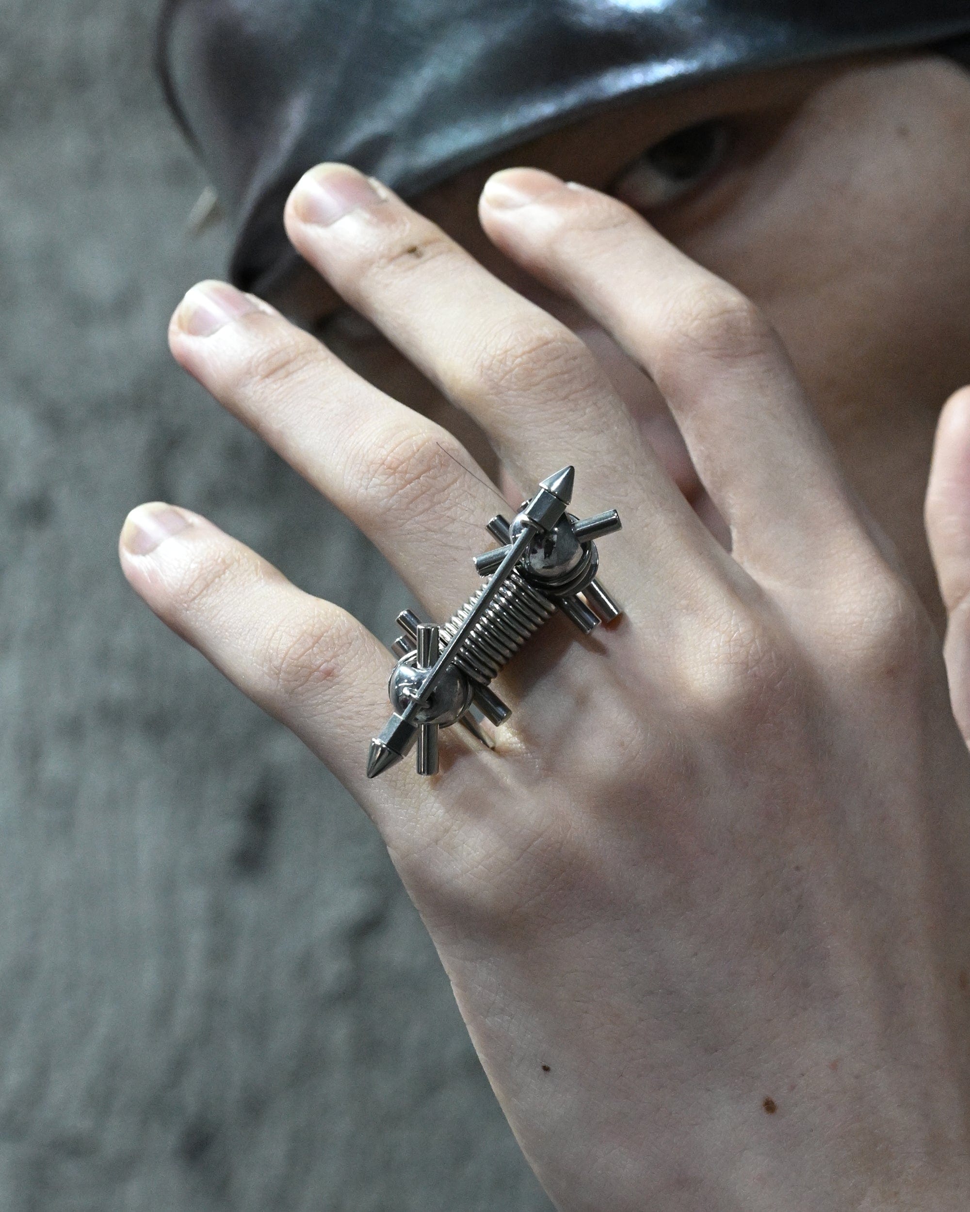 ILLUSORY Ex Machina Adjustable Rivet Ring, premium urban and streetwear designers apparel on PROJECTISR.com, ILLUSORY