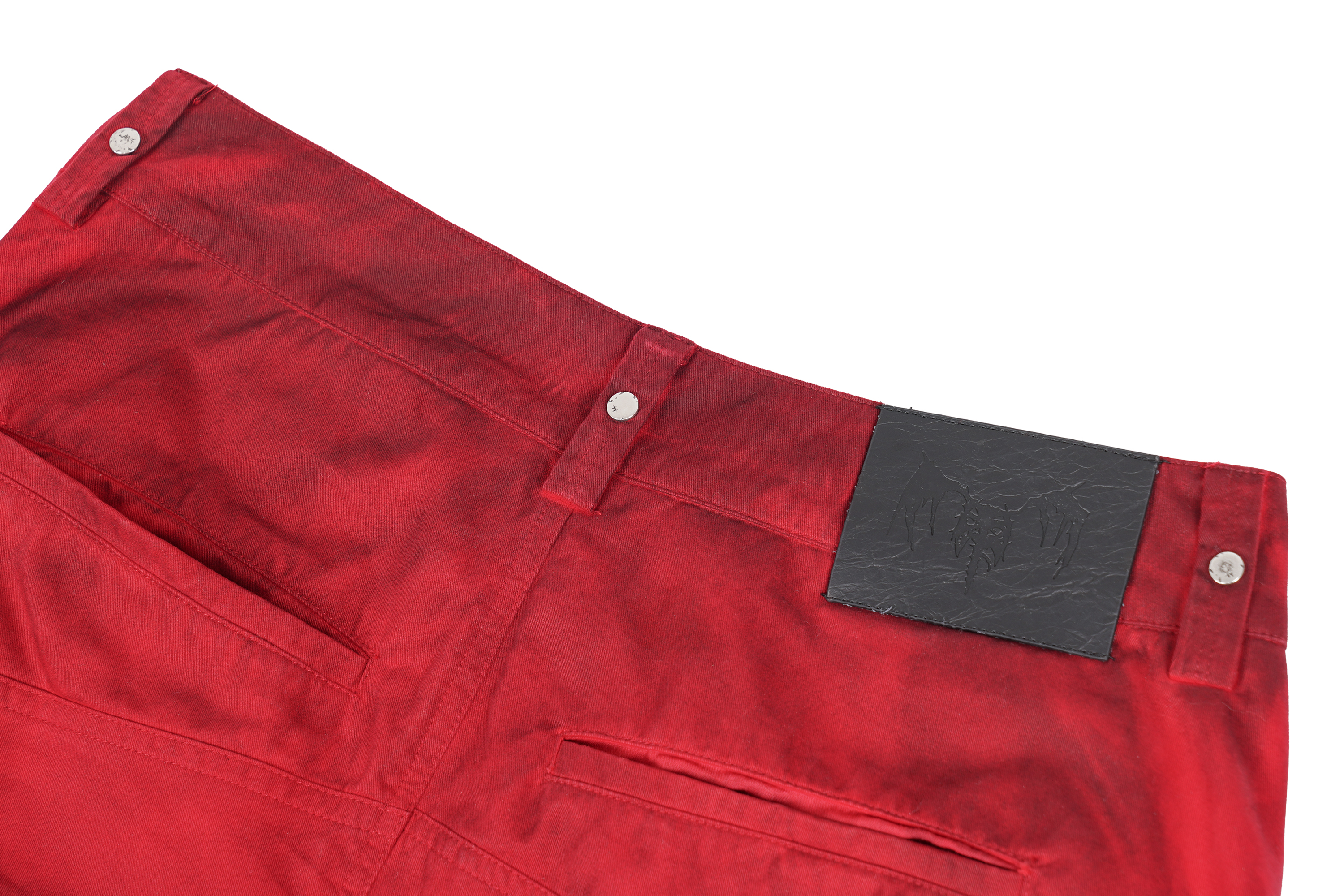 UNDERWATER Burnt Red Dirty-Dyed Moleskin Cargo Pants, premium urban and streetwear designers apparel on PROJECTISR.com, UNDERWATER